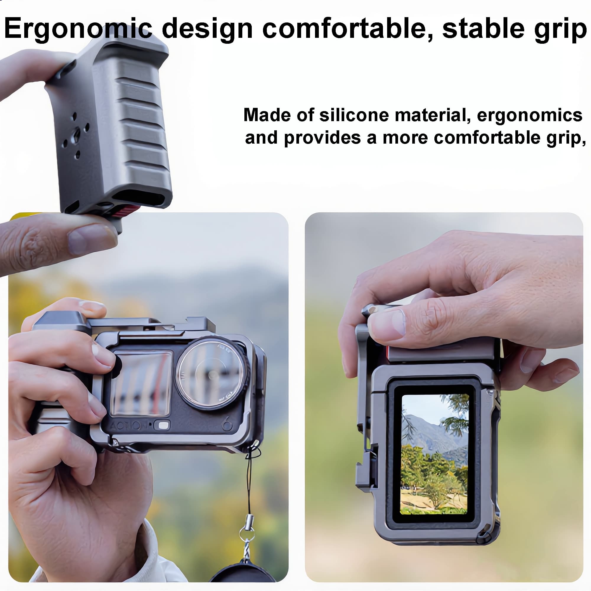 RidingRush Cage for DJI Osmo Action 6, Aluminum Camera Frame with Side Handle Grip, Quick Release Mount, Cold Shoe and 1/4" Thread for Vlogging and Handheld Shooting - 4