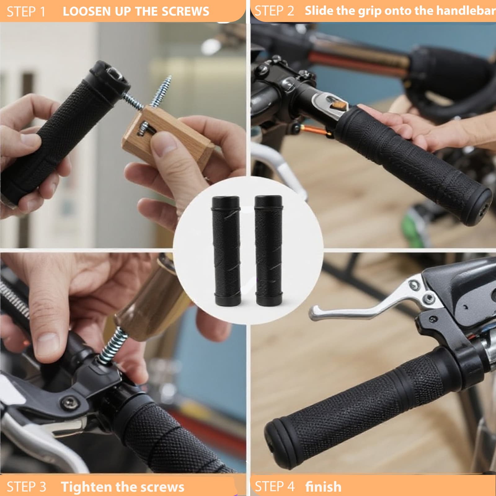 RidingRush Lock-On Bike Handlebar Grips – Textured Rubber MTB BMX Grips with Dual Aluminum Rings, Enhanced Grip Friction & Stable Hold, 22.2mm Bicycle Handle Grips for Trail & Commuter Riding - 4