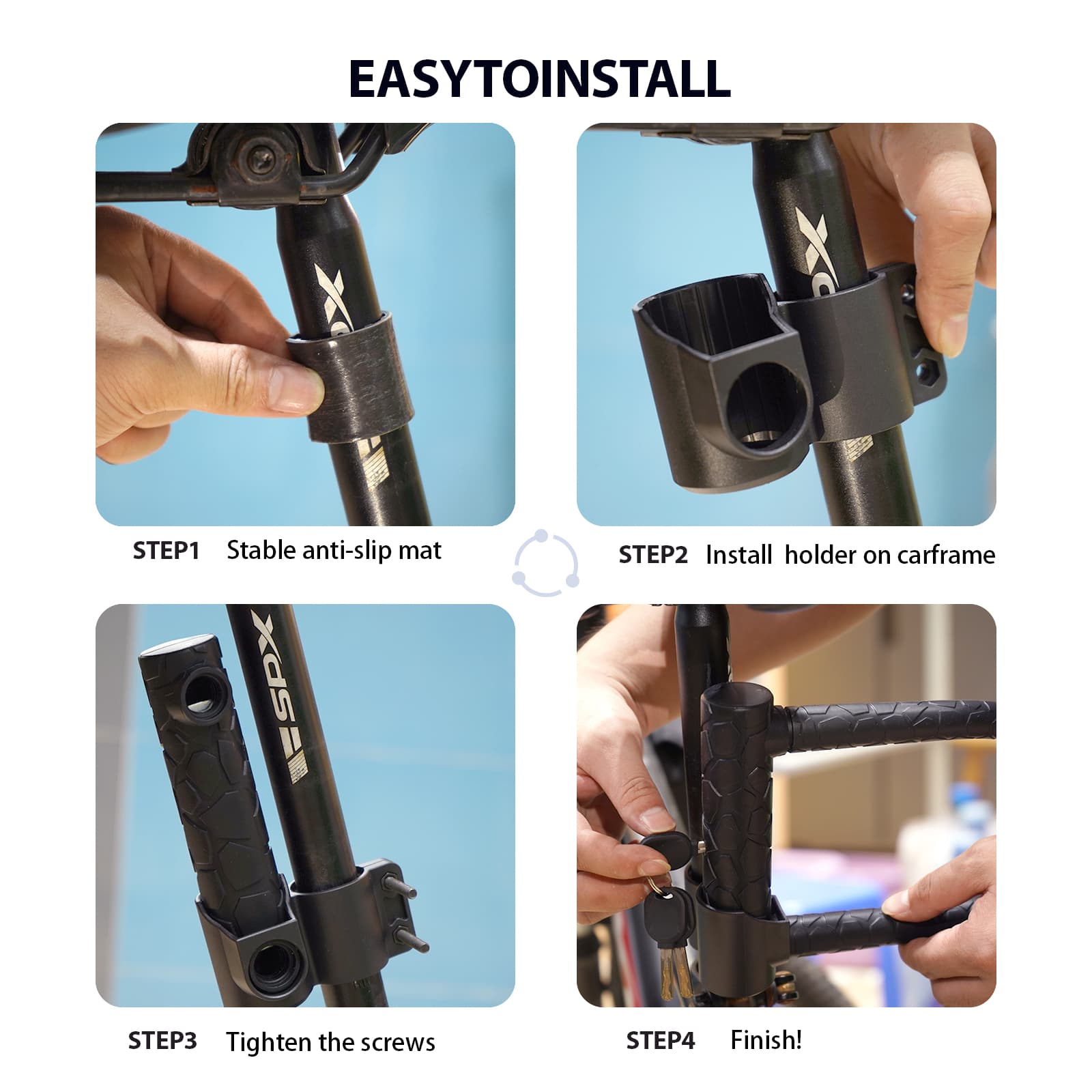 RidingRush Bike U Lock– Heavy Duty Key Lock for Bicycle, E-Scooter, E-Bike, Secure U-Lock for Adults and Commuters, Ideal for Urban Parking, Anti-Theft Protection, Weatherproof, Portable & Easy to Use - 5