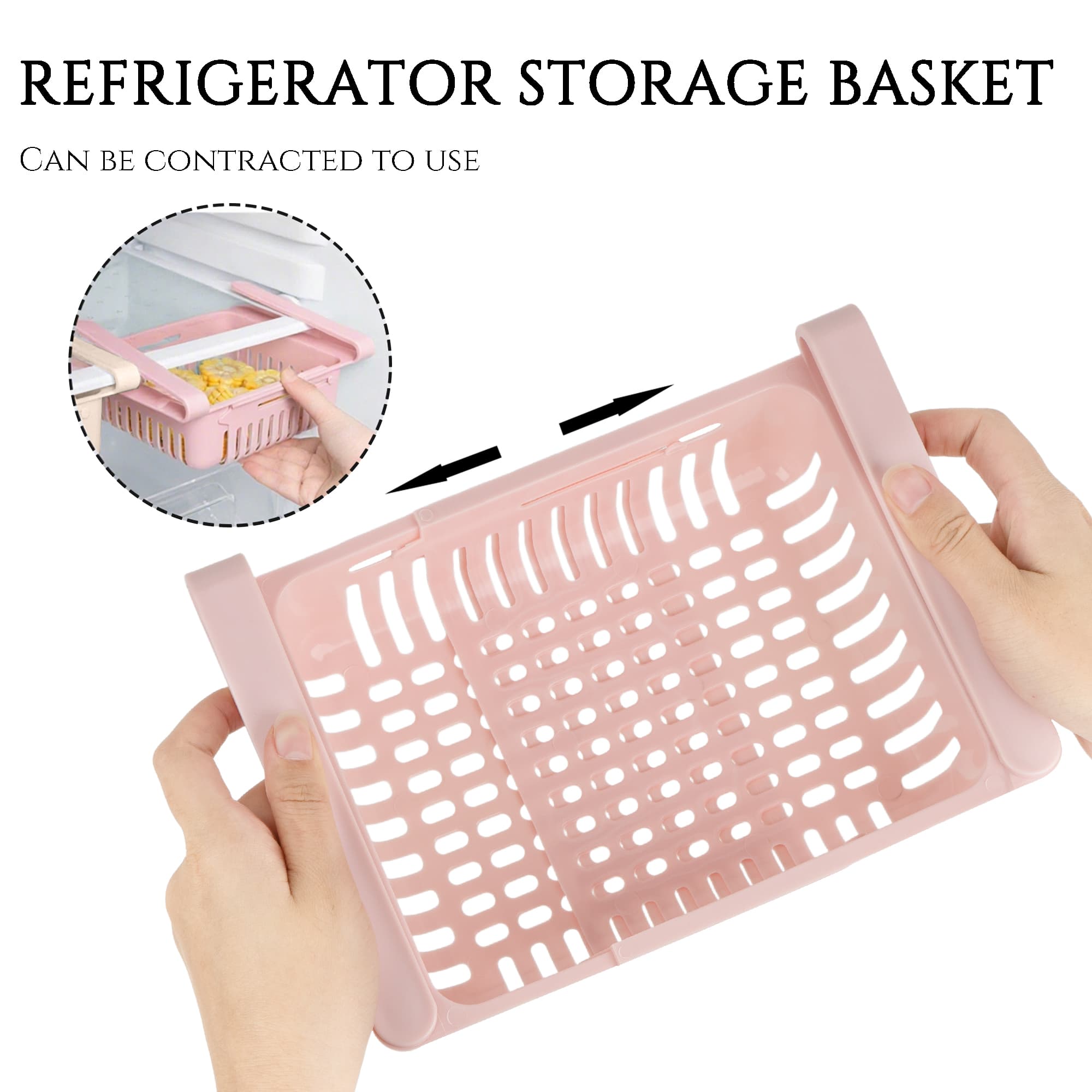 JANKOW Refrigerator Drawer Organizer 2 Packs Retractable Drawer Refrigerator Storage Box, Unique Design Pull Out Storage Box - 2