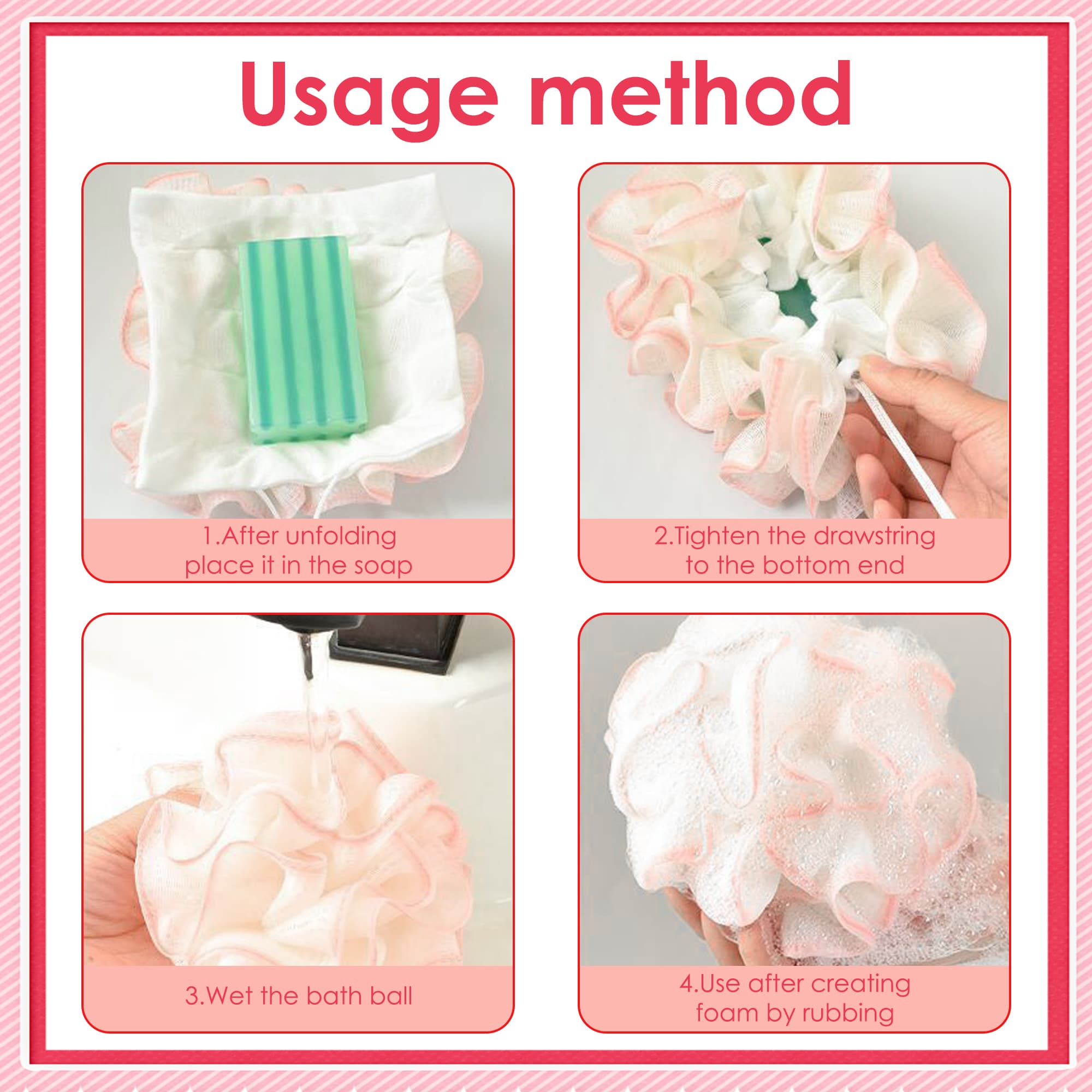 ReignSword 3 Pcs 2-in-1 Soap Loofah Pouch, Exfoliating Mesh Loofah Washcloth, Shower Loofah Sponge Body Scrubber for Storage Bar Soap, Bath Accessories for Men and Women - 3