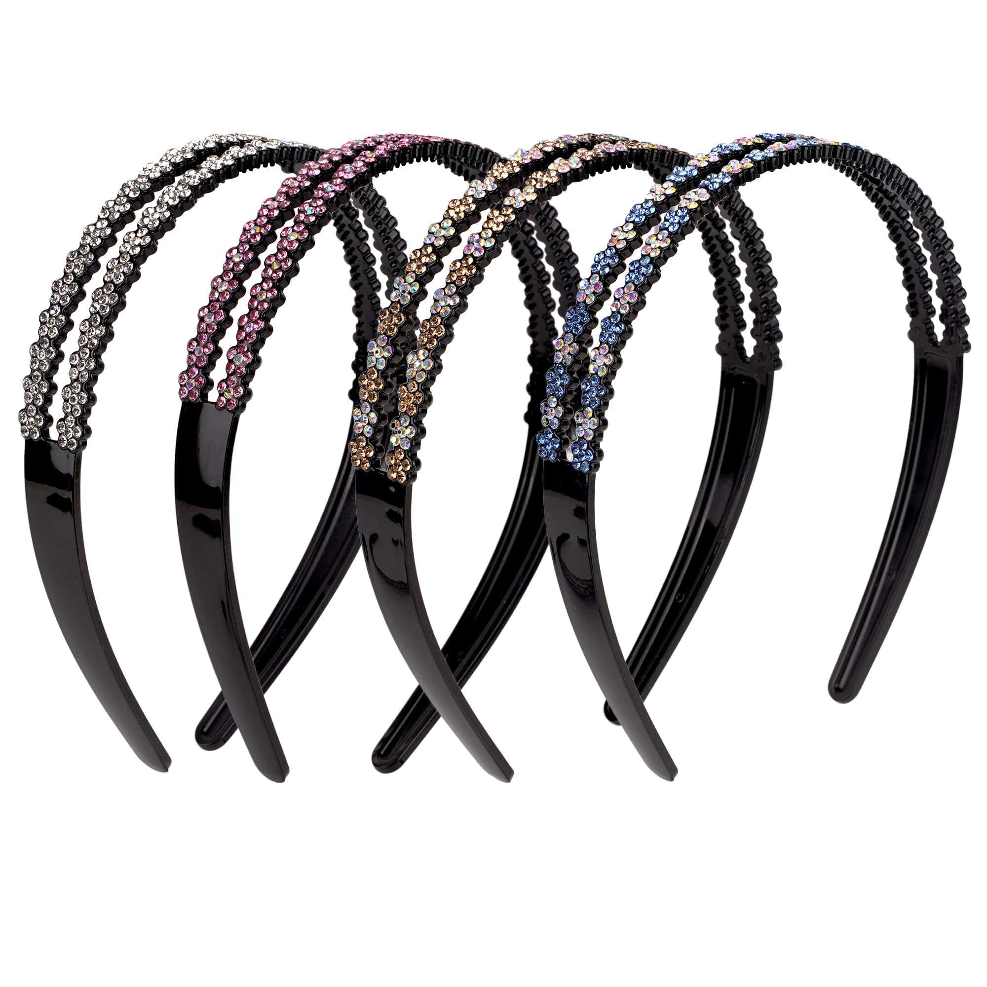 ReignSword Rhinestone Headbands for Women Girls, 4 Pack Sparkly Crystal Padded Hair Hoops, Non-Slip Bling Hair Bands, Fashion Accessories for Wedding Party Prom - 2