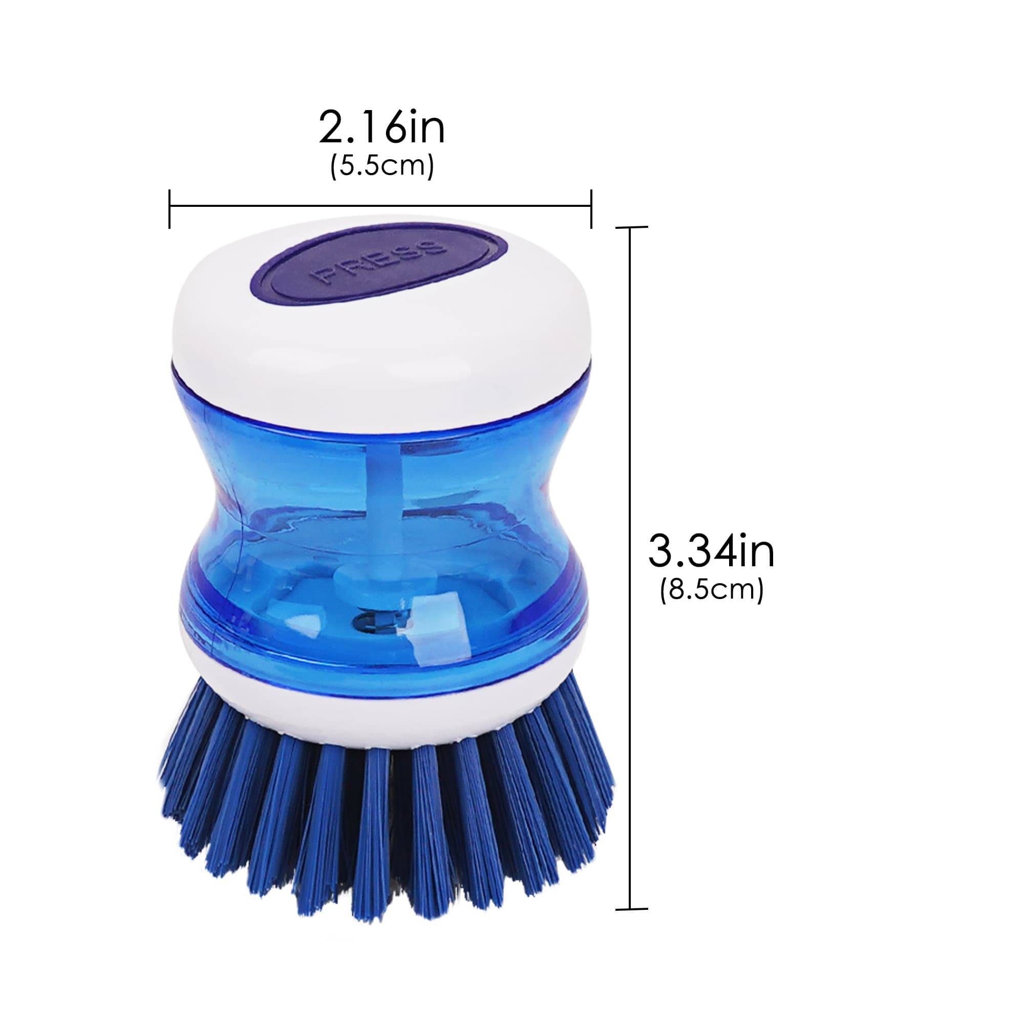 JANKOW Dish Scrubber with Soap Dispenser, 3 Pack Soap Dispensing Palm Brush for Kitchen Sink Pot Pan, Color Coded Dishwashing Scrub Brush Set (Gray, Blue, Orange), Non-Scratch Cleaning Tool - 2