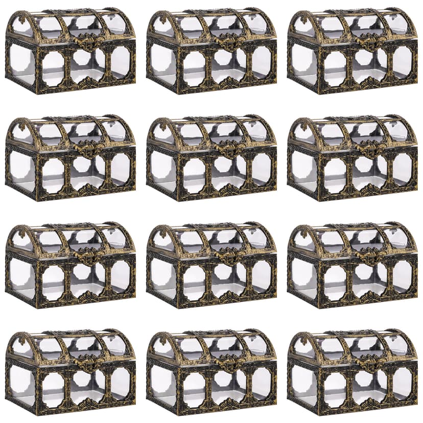 JANKOW 12 Pcs Wedding Candy Boxes, Treasure Chest Candy Box, Vintage Decorative Metal Box for Wedding Party, Birthday Party, Pirate Themed Gathering