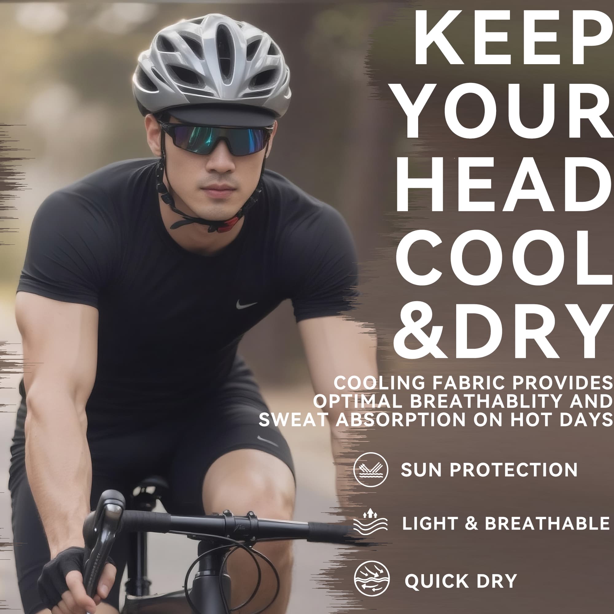 RidingRush Cycling Cap for Men 2 Pack, Breathable Bike Hat Under Helmet, Lightweight Bicycle Caps for Road & MTB Riding, Sun Protection Cycling Hats - 8