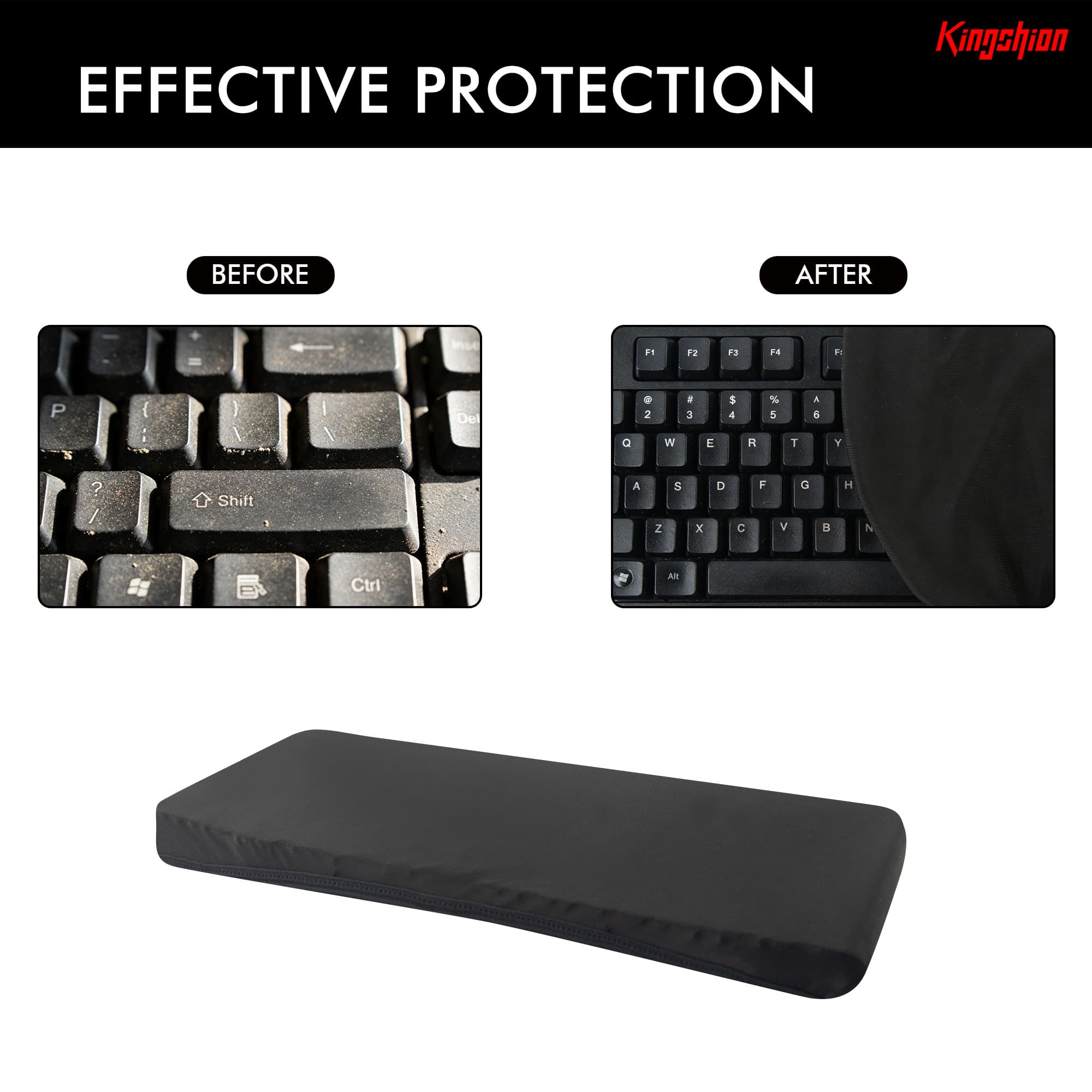 2-Pack Keyboard Dust Cover for 104/108 Full-Size Keyboards - Black Lycra Fabric, Stretchy & Soft - 3