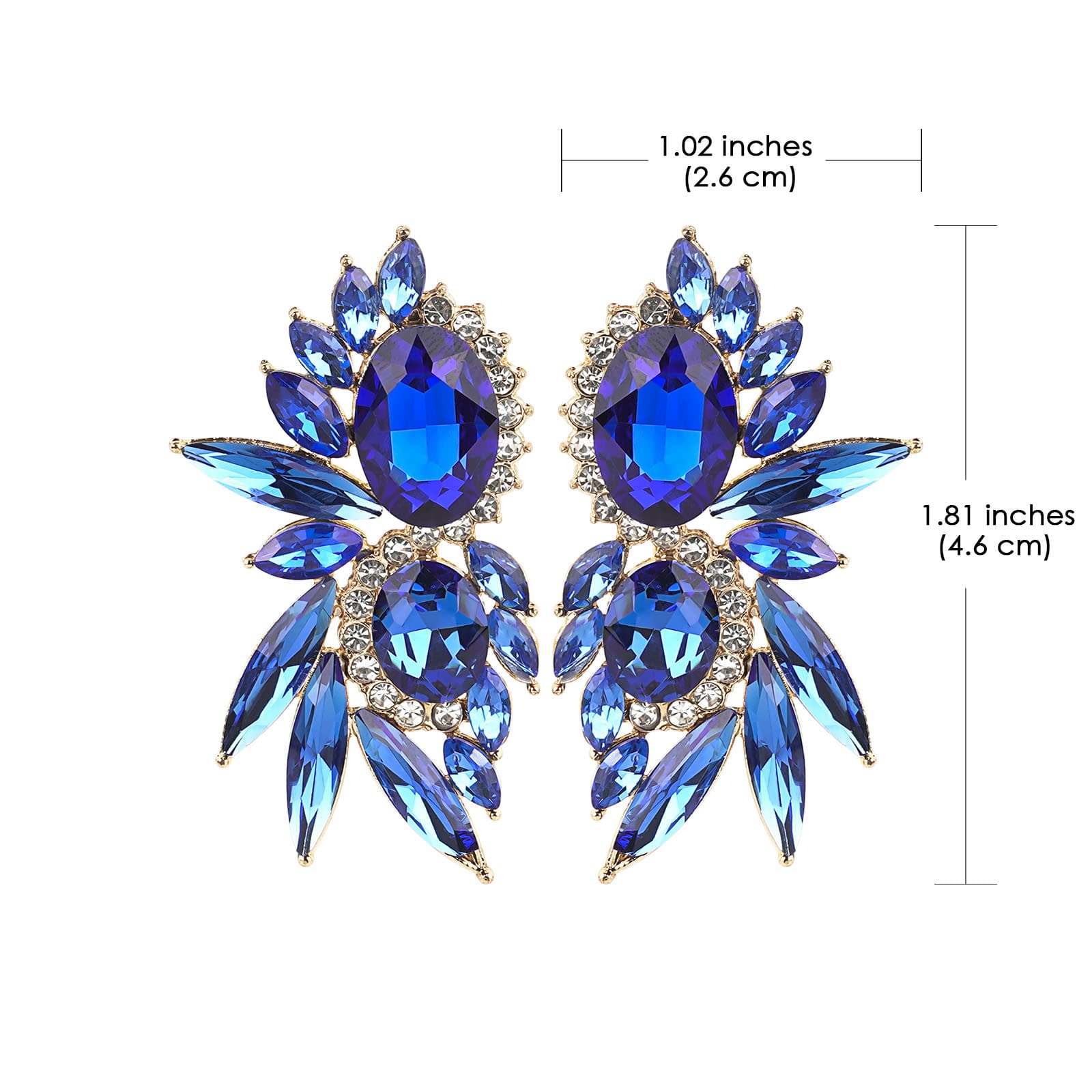 JANKOW Vintage Rhinestone Statement Earrings Flash Costume Earrings Crystal Drop Dangle Earrings Party Jewelry blue prom earrings for Women and Girls (1 Pair Blue) - 1