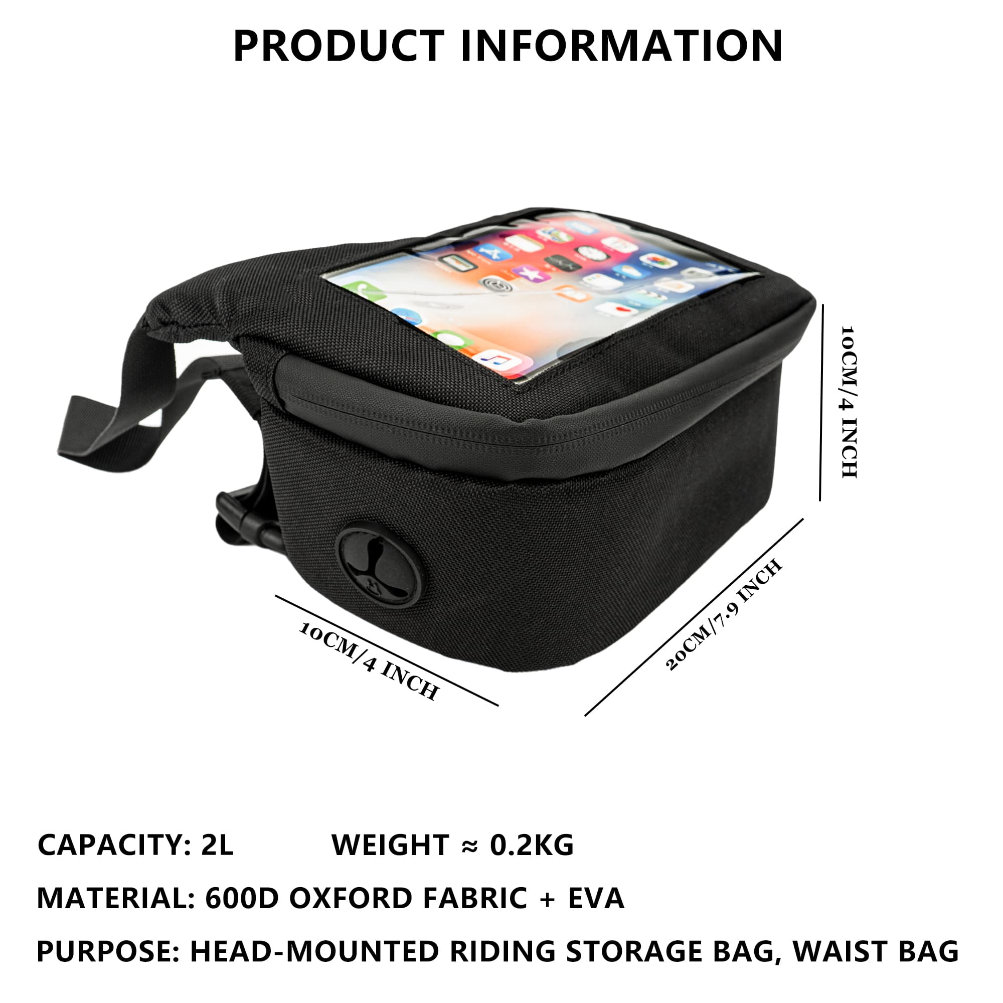 RidingRush Bike Handlebar Bag with Phone Holder – Waterproof Bicycle Handlebar Bag Front Frame Pouch with Touchscreen for Smartphones up to 7 Inches, Cycling Storage Bag for Road & Mountain Bikes - 8