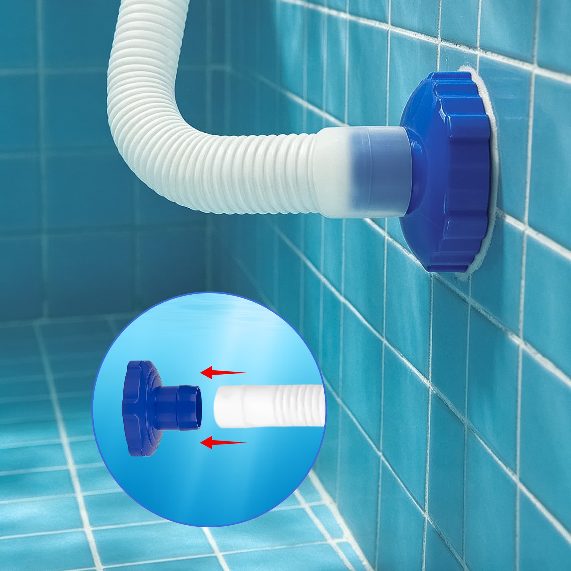 ReignSword 11238 Pool Skimmer Hose Adapter Replacement, Compatible with Intex Above Ground Pools, 1.5" Hose Connector with 3.15" Threaded Screw, Pool Skimmer Replacement Parts (2 Pack) - 6