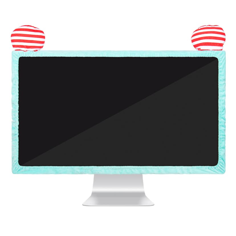 Kingshion 22"-27" Lovely Cute Computer Monitor Cover with Cute Striped Design, Kawaii Display Dust Cover with Furry Design, Elastic Dustproof, Suitable for PC, Tablet, TV, LCD (Green)