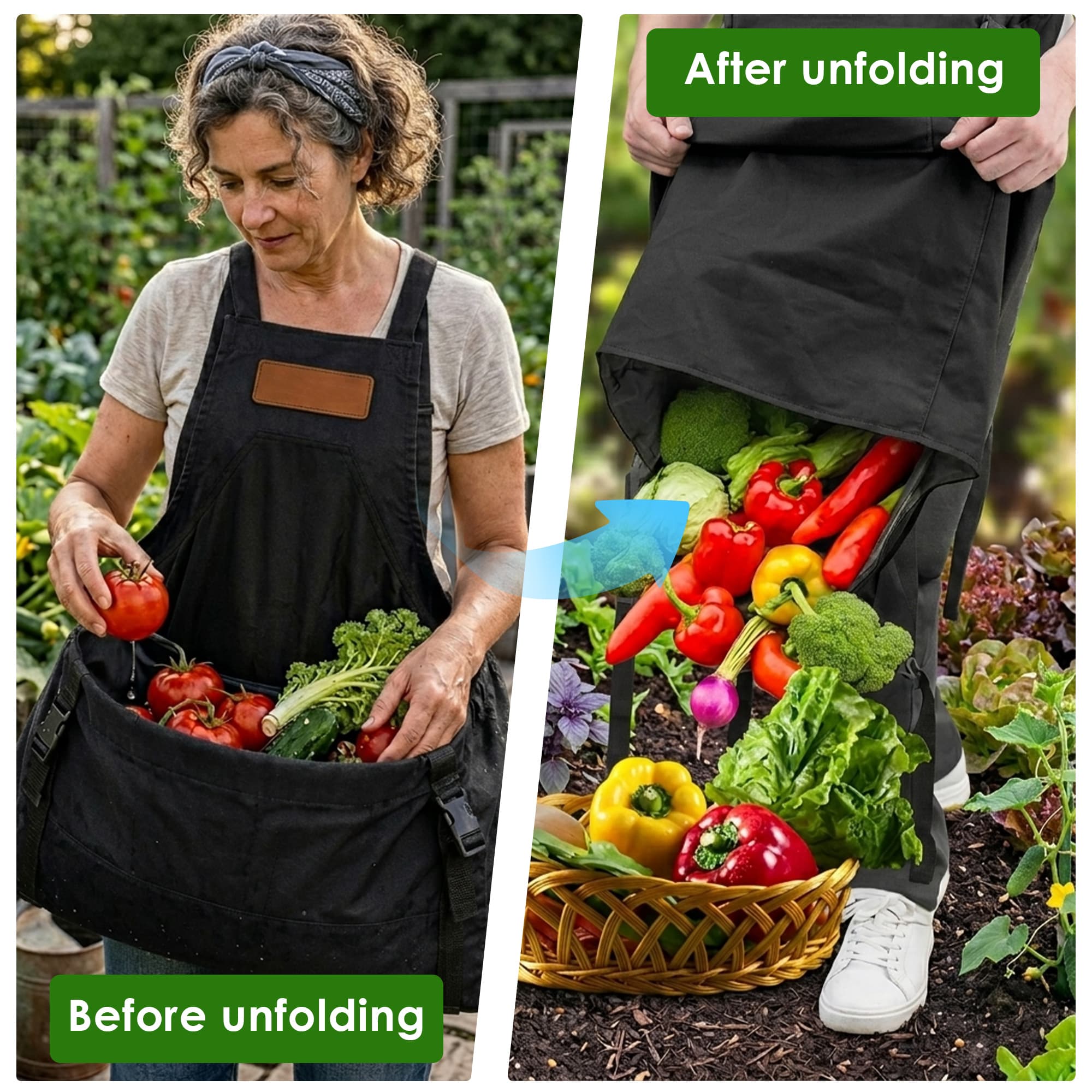 ReignSword Hands-Free Harvest Apron, Oxford Cloth Gardening Apron with Large Harvesting Pockets, Waterproof Adjustable Garden Work Apron for Men and Women, Black - 4
