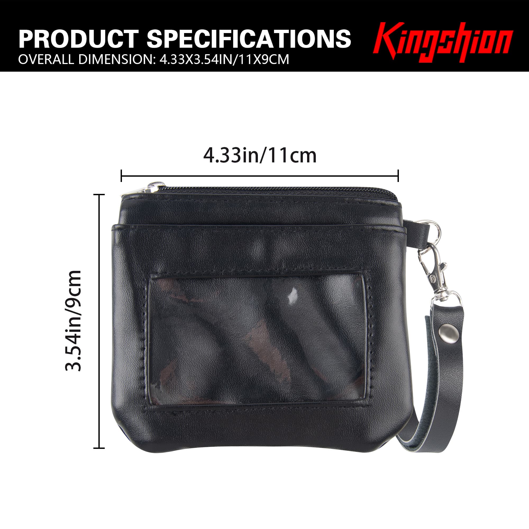 Mini Coin Purse Wallet with Detachable Wrist Strap & 12 Constellation Badges - PU Leather Small Wallet with Front Transparent ID Window, Top Large Cash Zipper Compartment, Back Double Zipper Pockets - 3