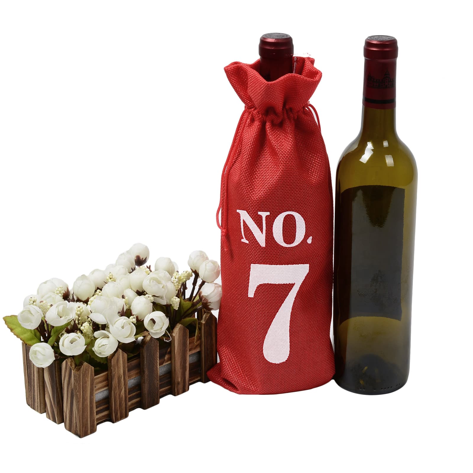 JANKOW 10 Pcs Numbered Burlap Wine Bags, Blind Tasting Wine Bags, Wine Gift Bag with Drawstring - 5