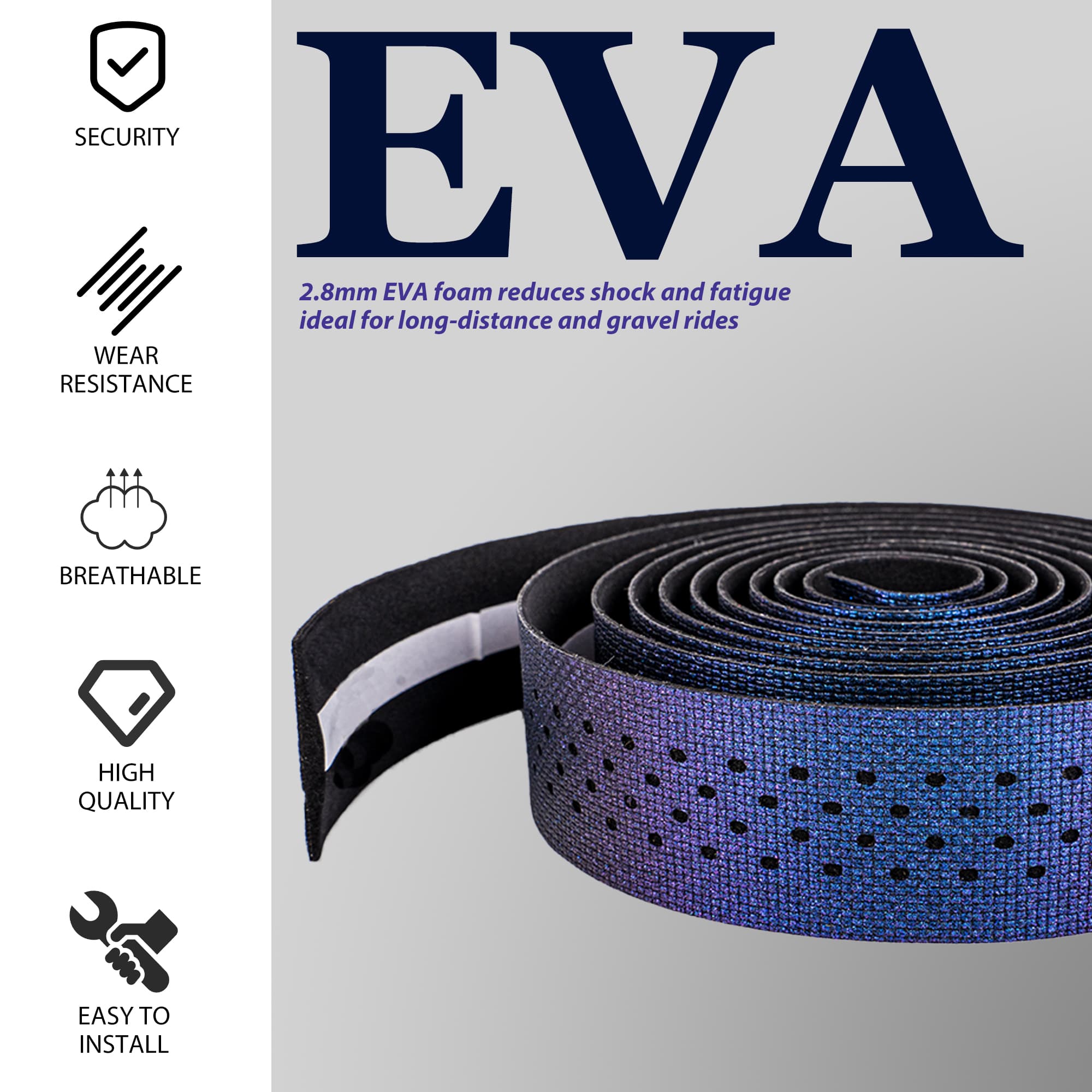 RidingRush EVA Bicycle Handlebar Tape, Bike Grip Tape, Gradient Bar Tape for Road & Gravel Bikes, Non-Slip, Shock Absorbing, Comfortable Grip,  Easy to Install - 2