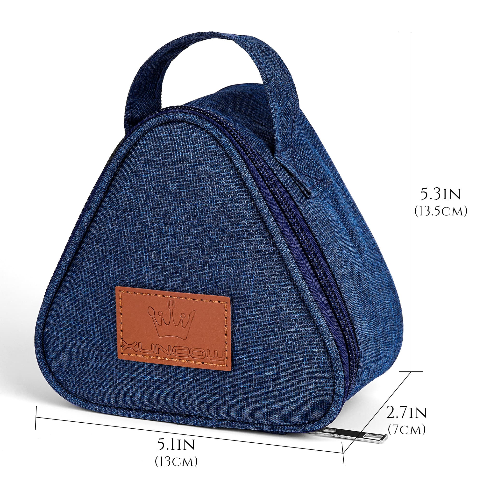 JANKOW Small Reusable Snack Bags Food Breakfast bento bag Small Triangular Rice Ball Lunch Box Bag for Women Sandwich Bag Work Travel Gym Picnic Leakproof Outdoors Game Handbags For Adults (Navy blue) - 1