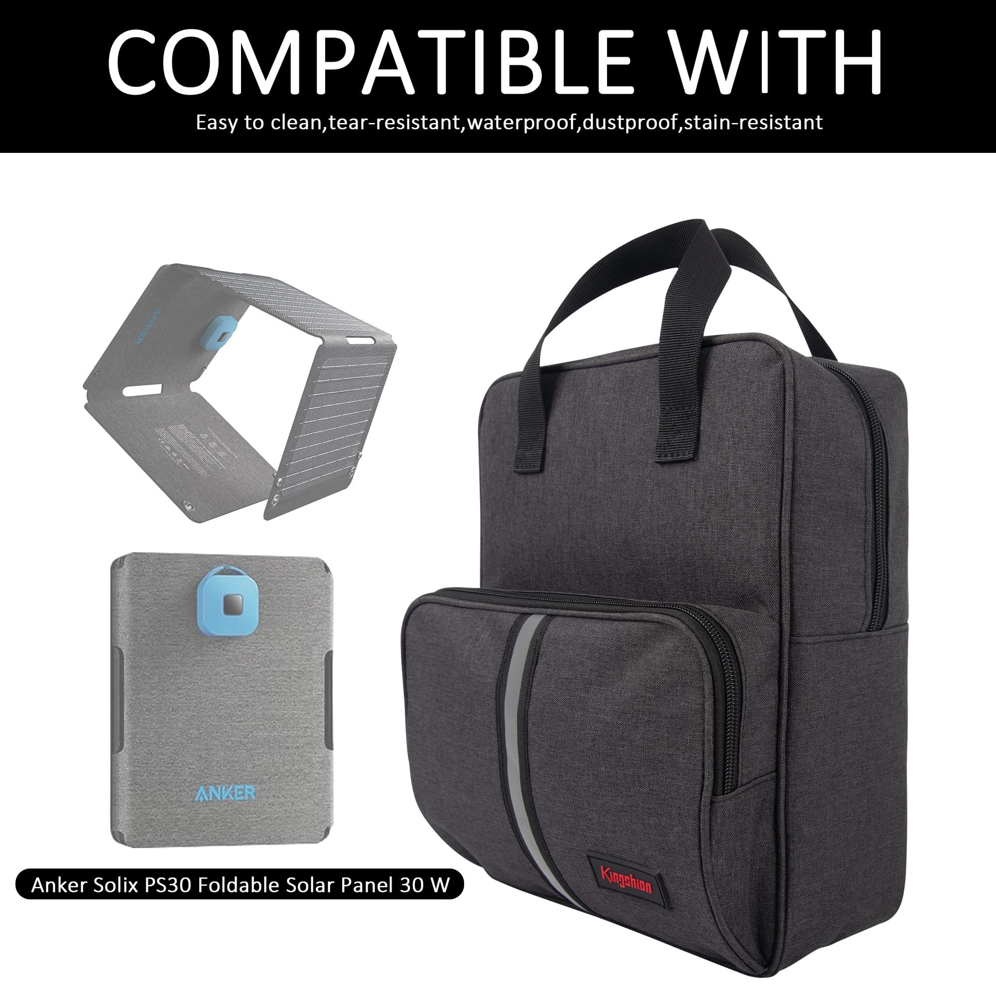 Portable Solar Panel Storage Bag, Travel Backpack Compatible with Anker SOLIX PS30, Solar Panel Carrier with Multi Pockets - 2