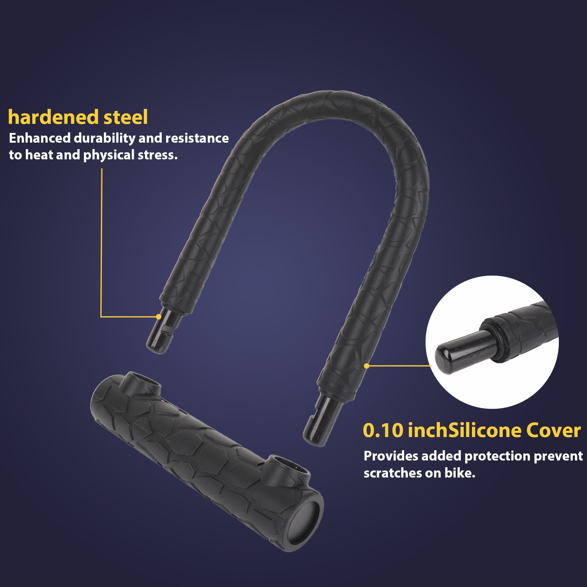 RidingRush Bike U Lock– Heavy Duty Key Lock for Bicycle, E-Scooter, E-Bike, Secure U-Lock for Adults and Commuters, Ideal for Urban Parking, Anti-Theft Protection, Weatherproof, Portable & Easy to Use - 2