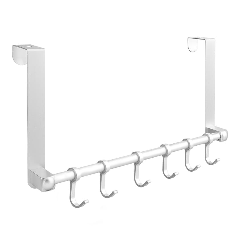 JANKOW Over The Door Hooks, Door Hanger, Moving 6-Hooks Over Doors Coat Rack for Hanging, Aluminum Heavy Duty Doors Organizer