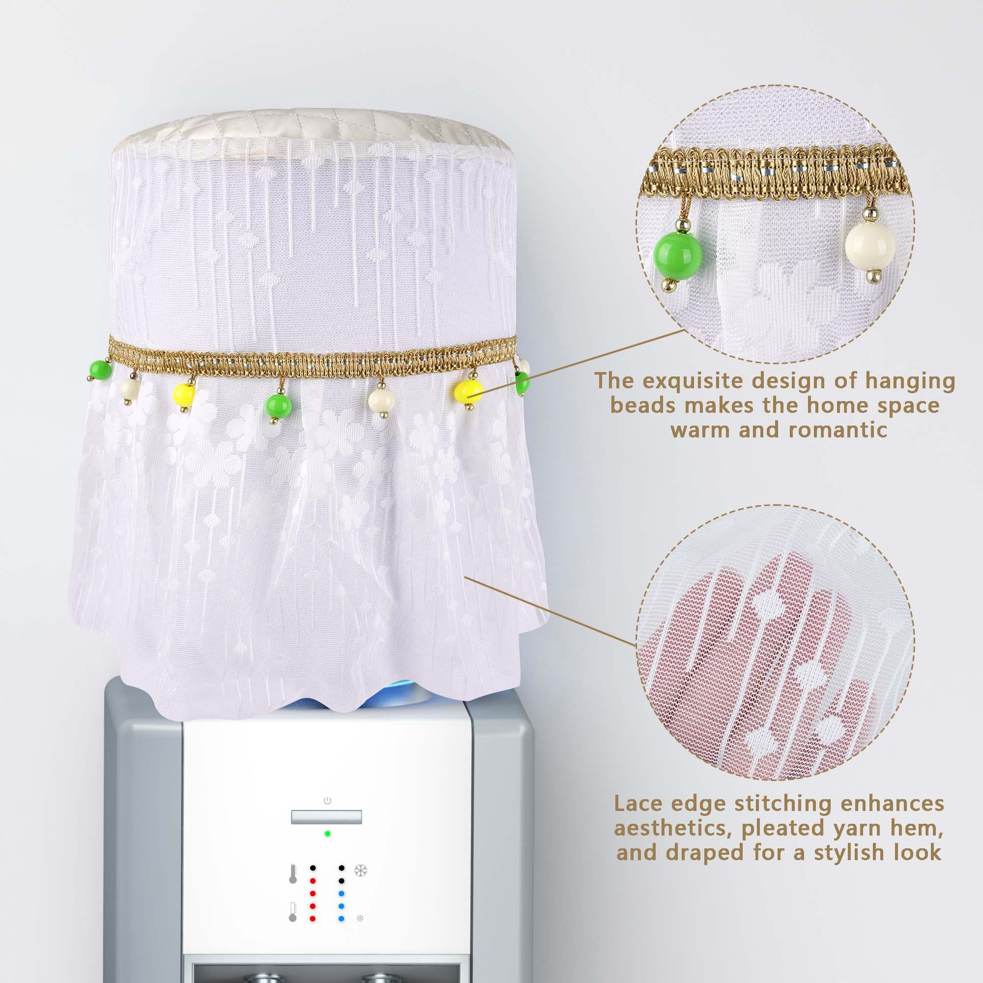 Kingshion 5 Gallon Water Dispenser Barrel Dust Cover,  Lace Style with Decorative Dust Cover for Water Cooler,Pendant Reusable Water Dispenser Bottle Protective Covers for Home Office-Yellow - 2