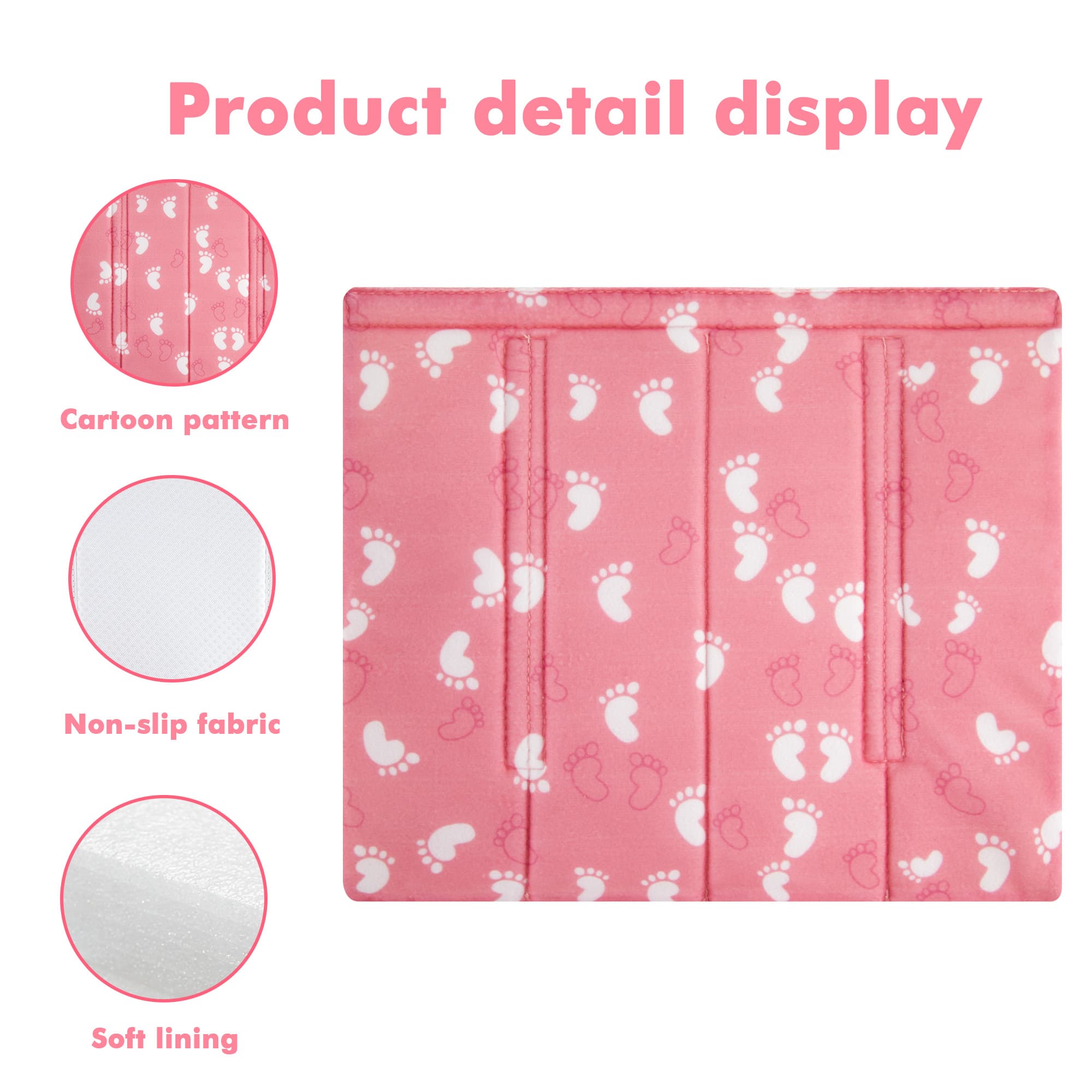 4Pcs Bunk Bed Ladder Pads, 30 x 25cm Bunk Ladder Cover with 8 Adjustable Straps, Comfortable Step Pads for Loft Bed, Suitable for Safe and Comfortable Climbing, Pink Foot - 3