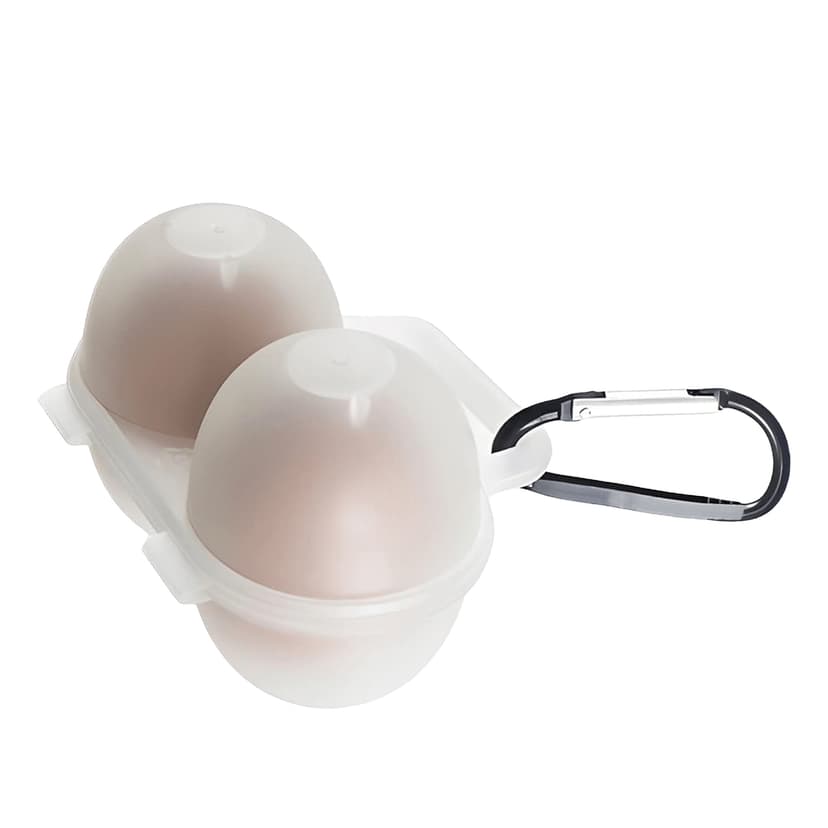 JANKOW Portable 2‑Egg Holder with Carabiner, PP Plastic Travel Egg Carrier for Camping & Hiking, White, 1 Pack