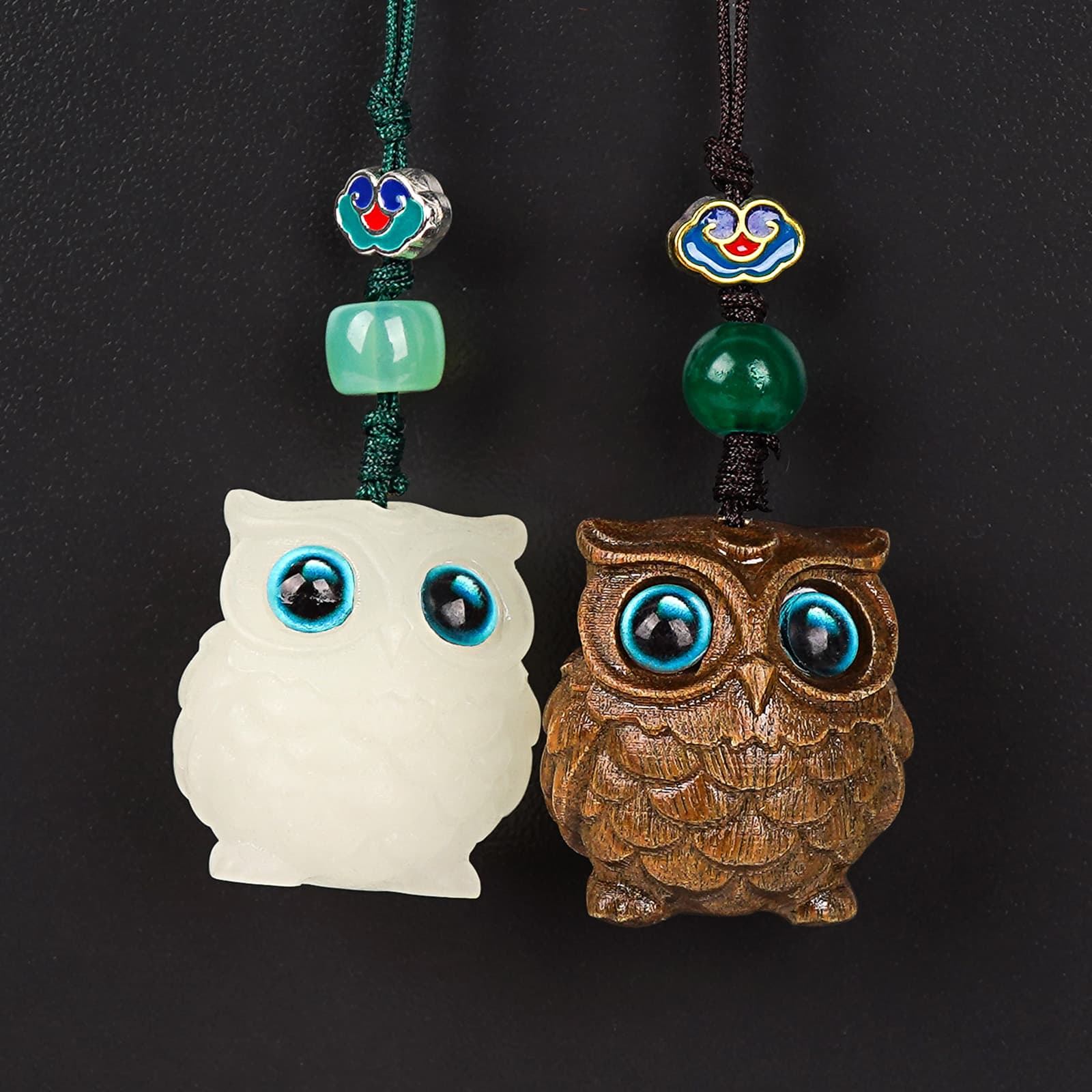 JANKOW 2 Pack Owl Pendant DIY Keychain, Owl Cell phone chain Keychain, Cute Owl Charm for Phone, Backpack, Keys - 4