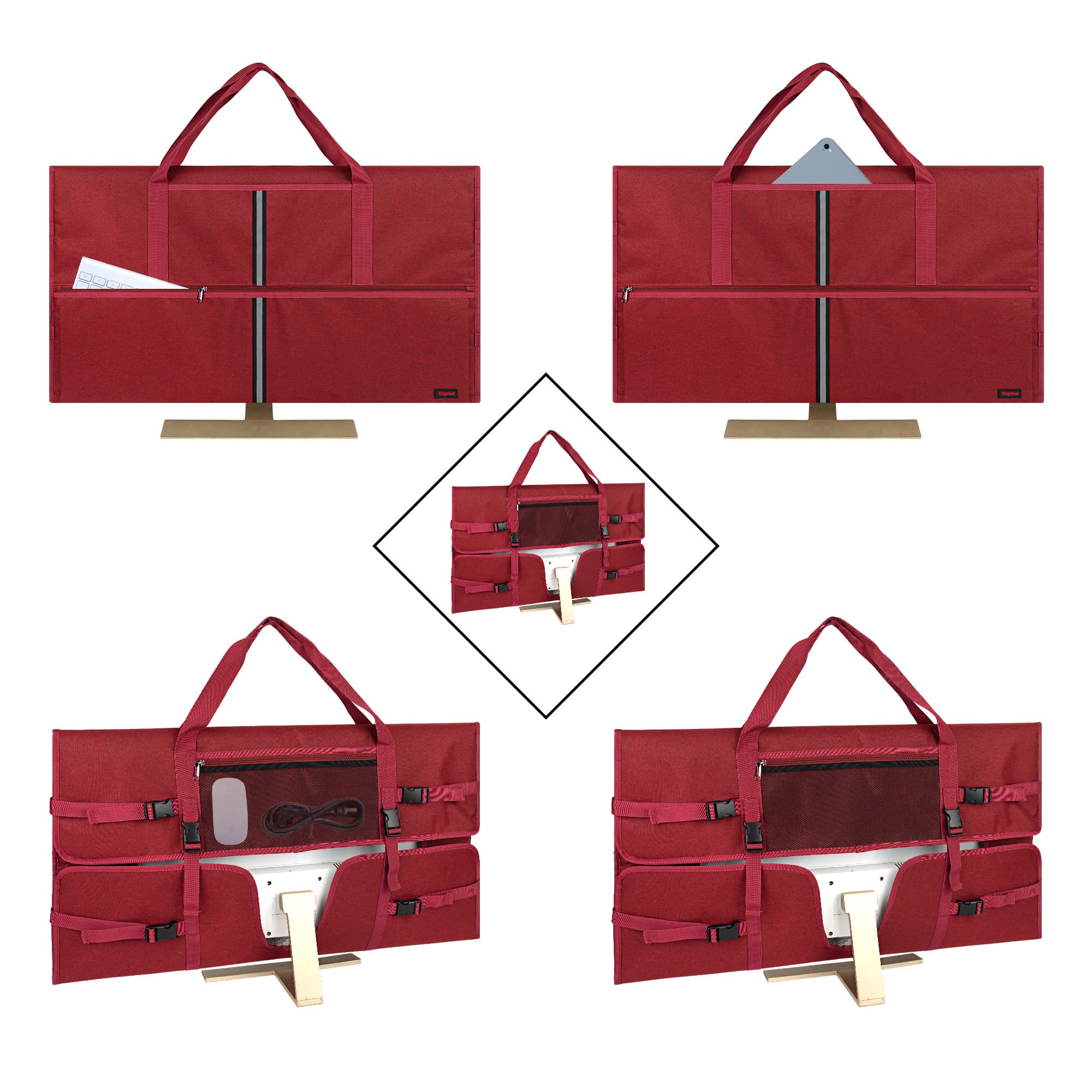 KINGSHION Reisetasche kompatibel mit 32-Zoll-All-in-One-Desktop-Computer und 32-Zoll-Monitor (dunkelrot) - 2