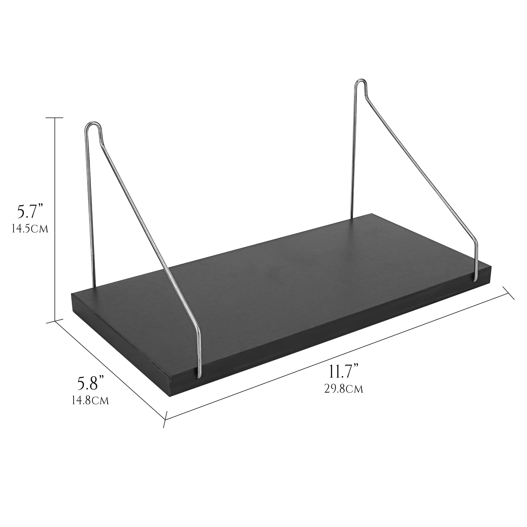 JANKOW Wood Wall Shelves, Floating Shelves for Mini Projector, Storage Hanging Shelf For Living Room, Bathroom, Bedroom (Black) - 1