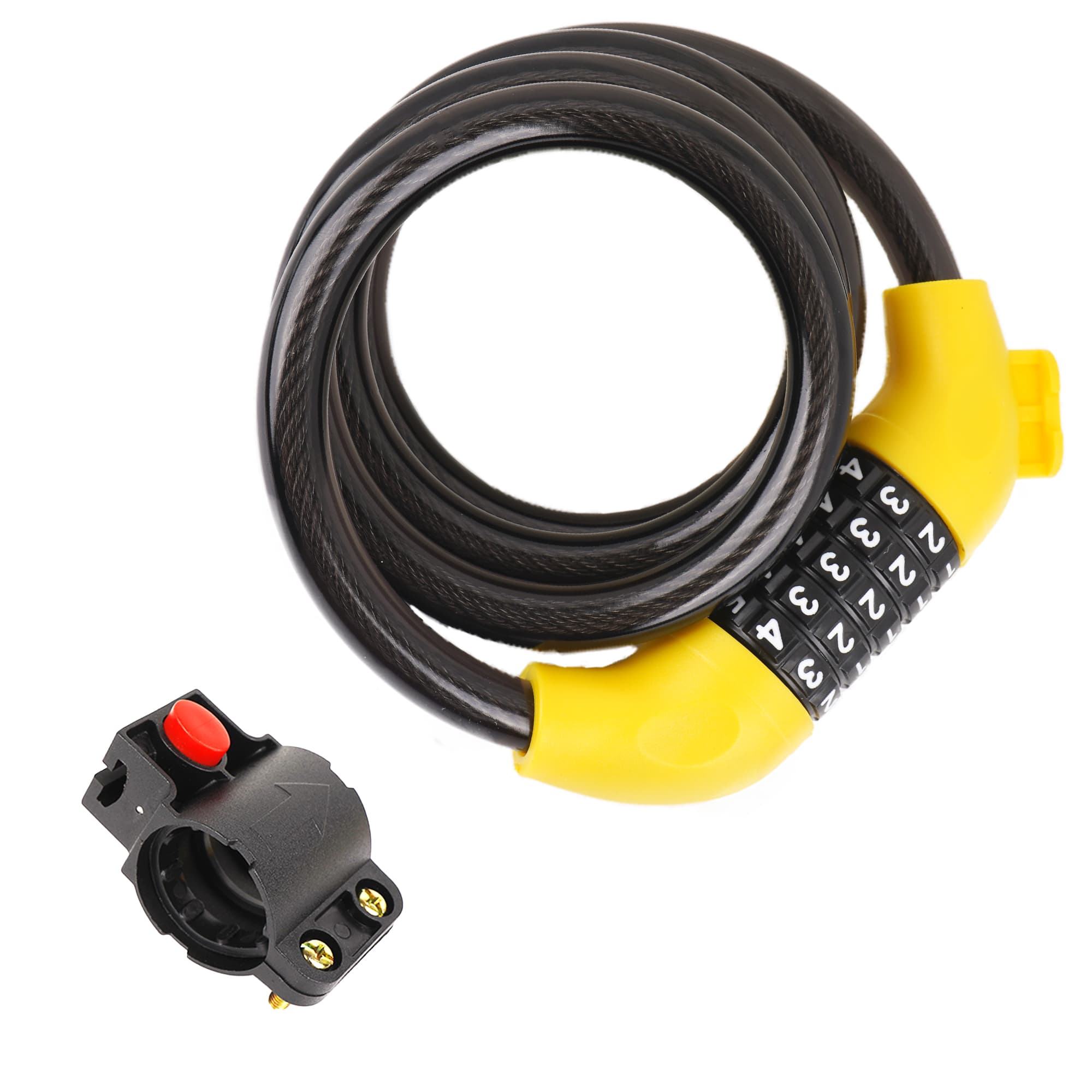 5-Digit Combination Bike Cable Lock, 12mm Heavy Duty Anti-Theft Bicycle Lock with Mounting Bracket, Resettable Security Lock, Weatherproof Zinc Alloy Cylinder for Bike, Scooter, Motorcycle - 1