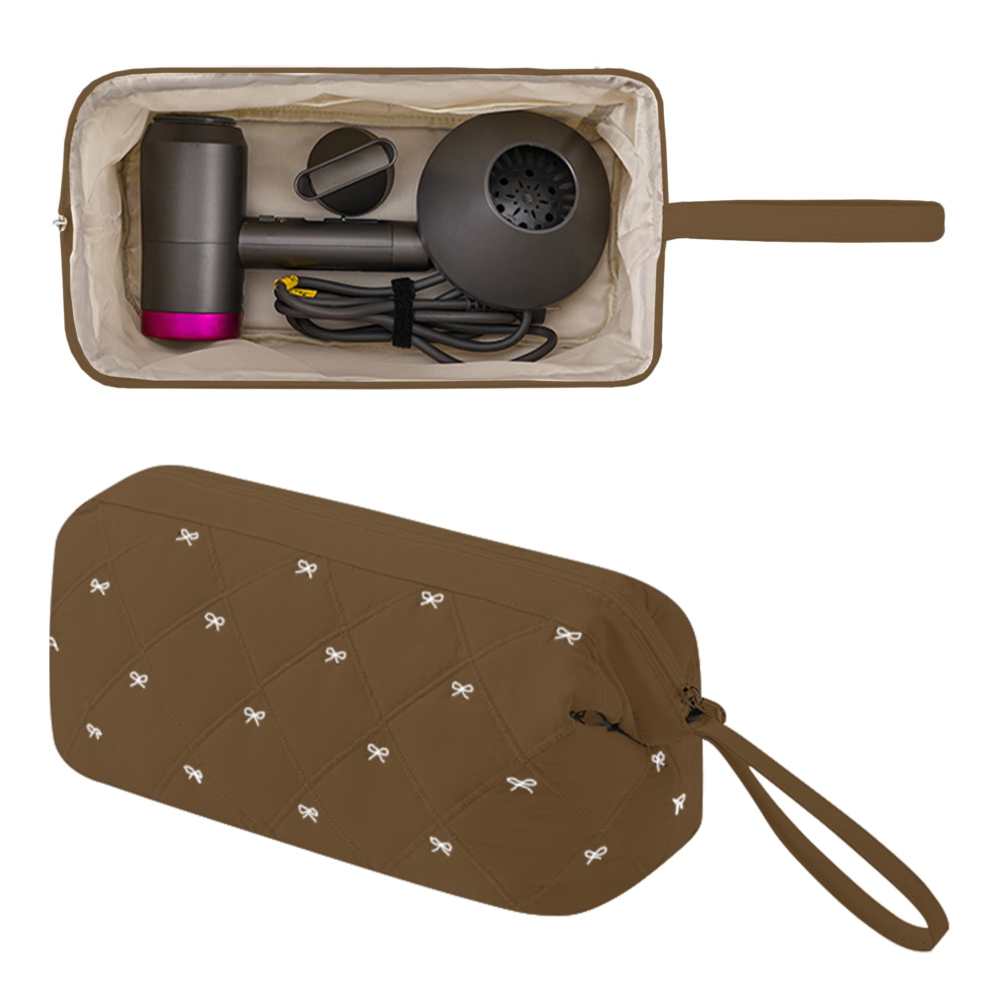 ReignSword Hair Tools Travel Bag Compatible with Shark FlexStyle, Dyson Airwrap, Revlon Hairdryer Case, Hair Styling Accessories Storage Waterproof Organizer (Caramel) - 2