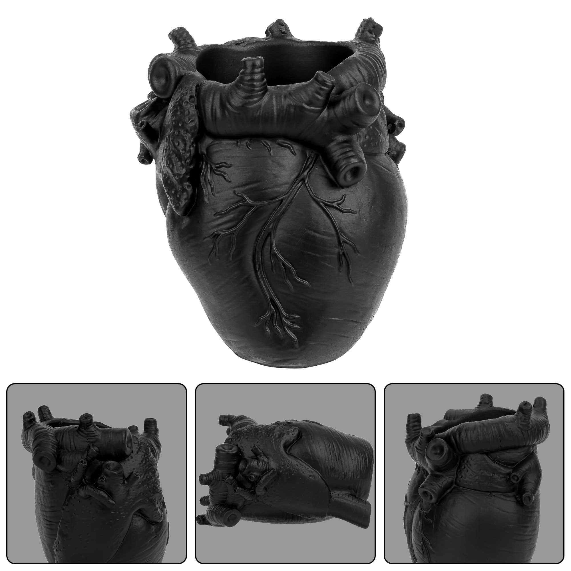 JANKOW Anatomical Heart Pen Holder, Black Resin Pencil Holder for Desk, Gothic Anatomy Decor Desk Organizer, 1-Pack - 5