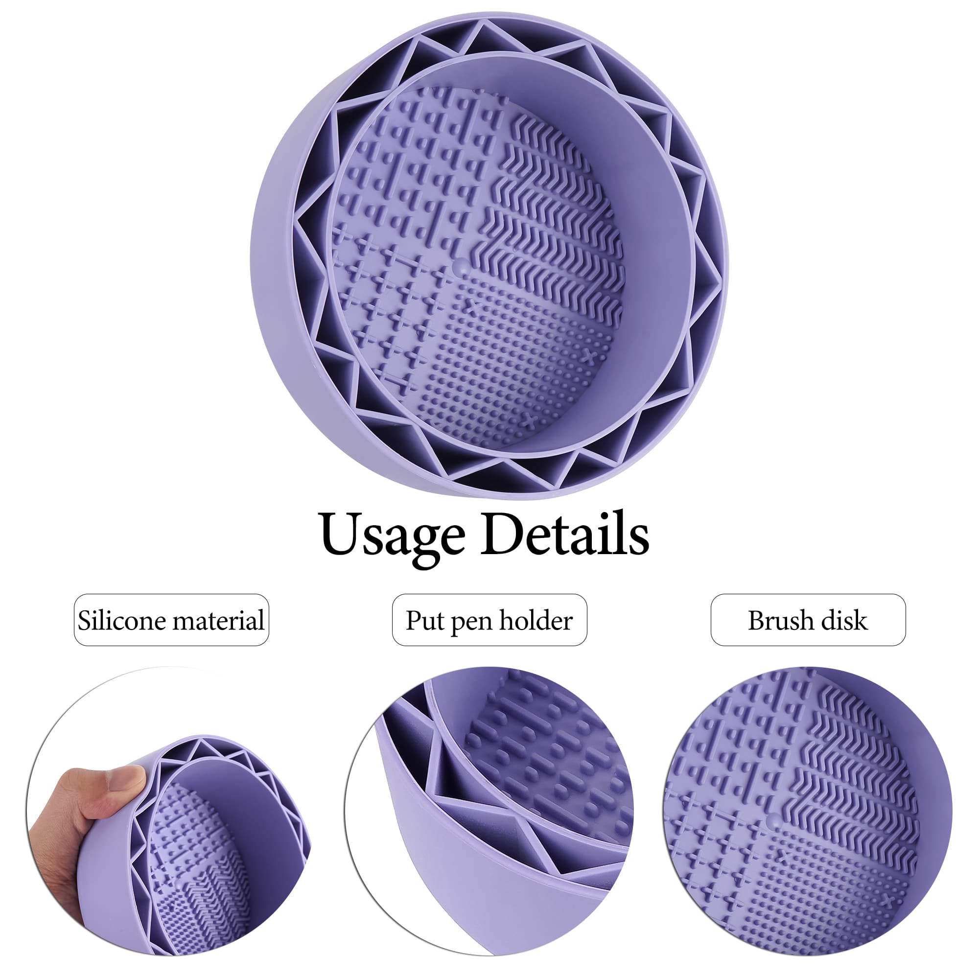 JANKOW Pen Brush Washer, Watercolor Brush Cleaner, Silicone Brush Bowl Clean, Brush Holder Cleaner, Watercolor Painting Water Cup for Acrylic Oil Painti (1Pcs Purple) - 2