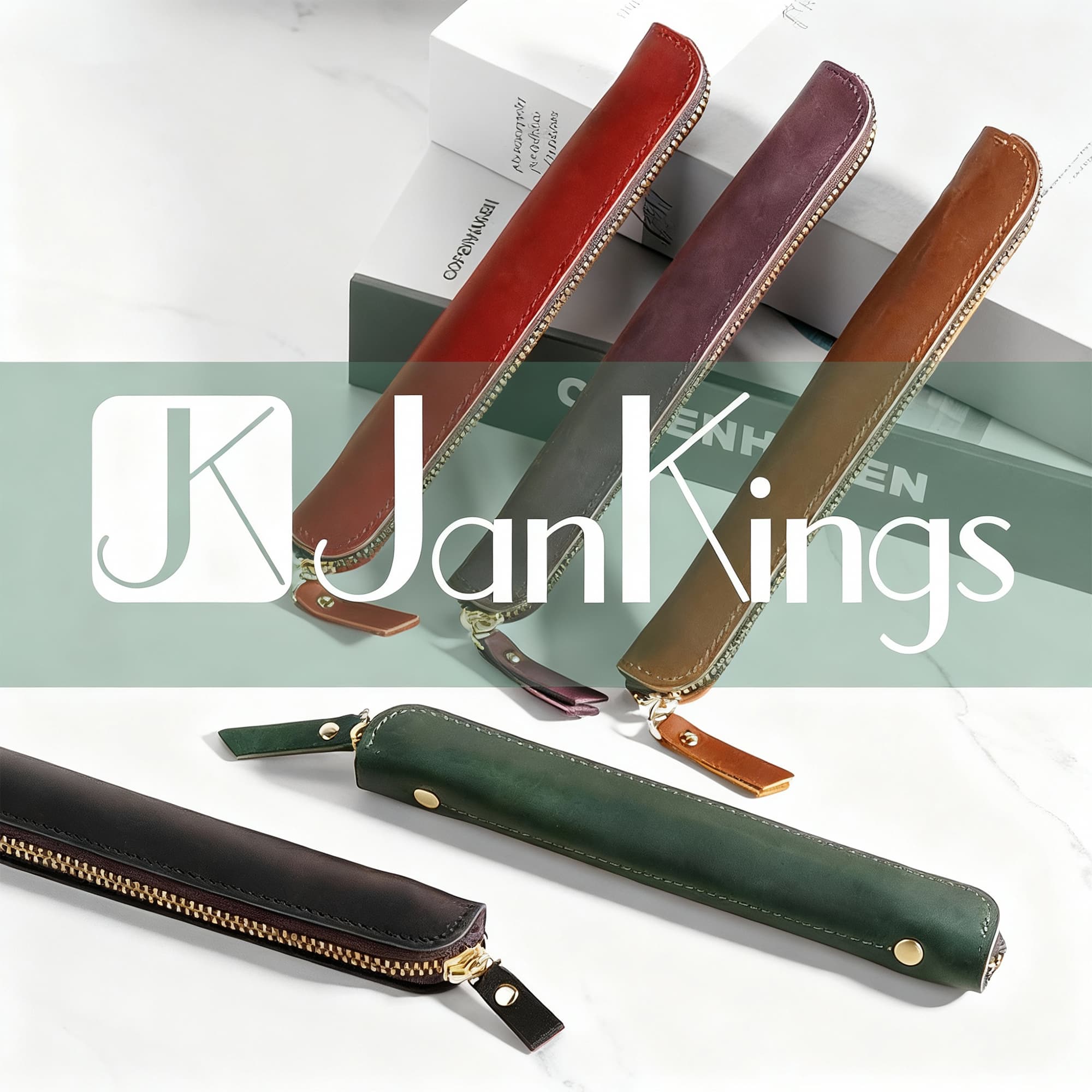 Crazy Horse Leather Zipper Single Pen Case, Handmade Genuine Leather Pouch for One Fountain Pen or Rollerball, Slim Daily Carry Pen Holder (Green) - 5