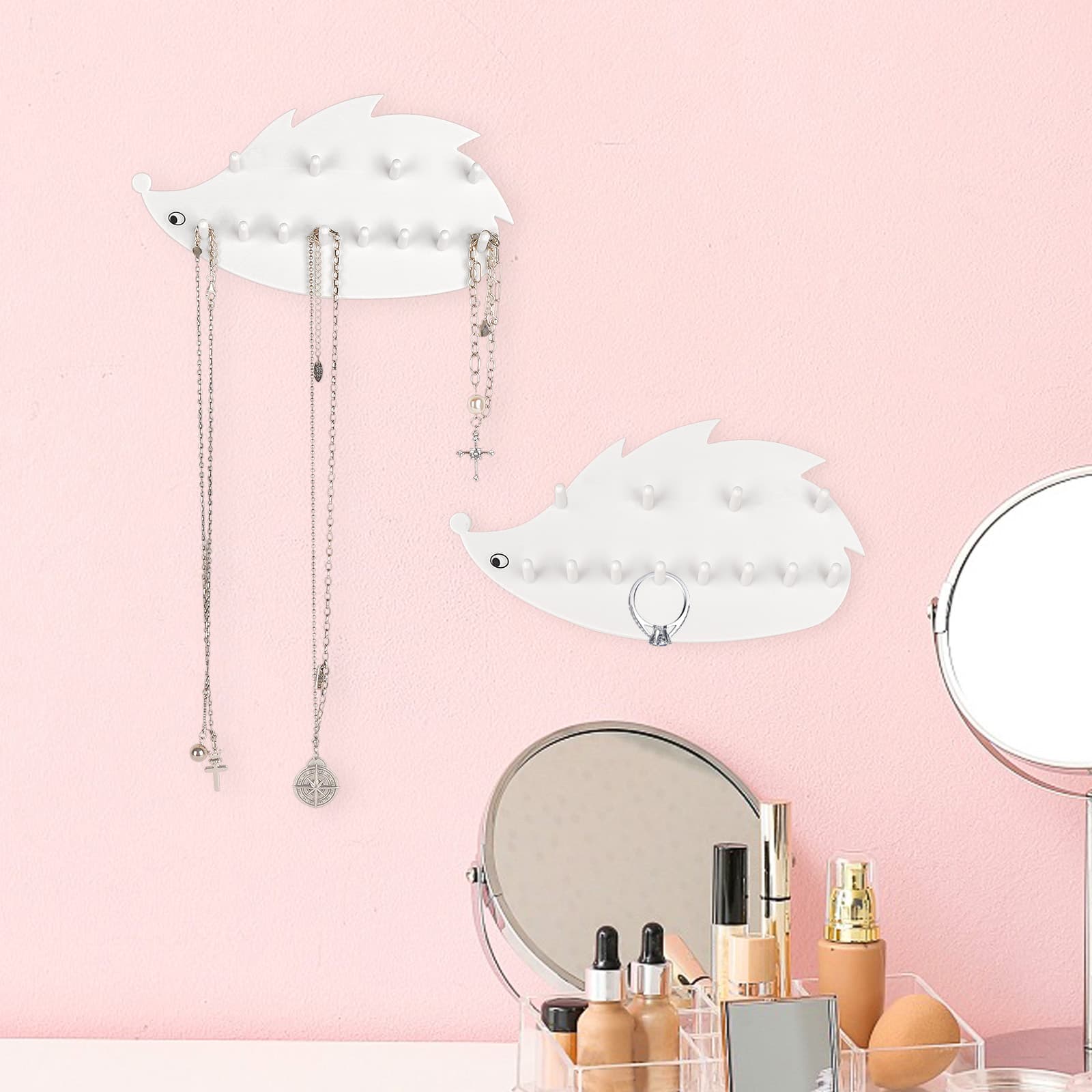 JANKOW Hedgehog Wall Hooks, White Plastic, 2-Pack – Cute Wall-Mounted Animal Coat and Key Hooks for Entryway, Bathroom, Nursery, Kids Room - 5