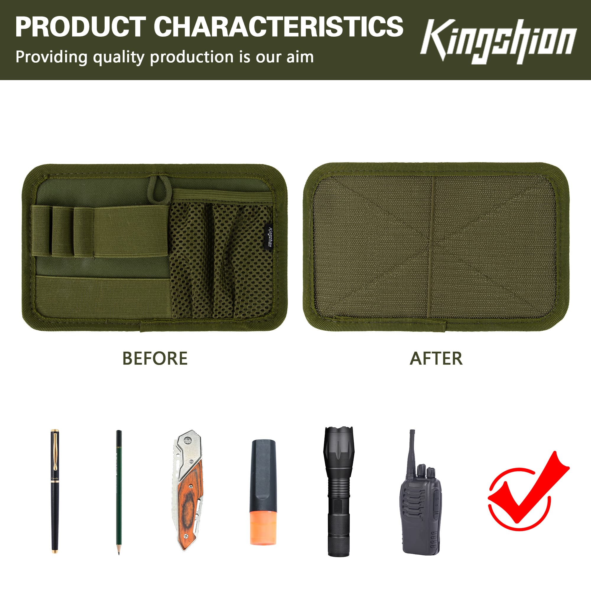 Tactical Bag Insert Modular Organizer Panel - Utility Admin Pouch with Hook & Loop Fasteners, Compatible with Backpacks, Messenger Bags & Packs | Heavy-Duty Pack Insert Organizer-Army green - 3