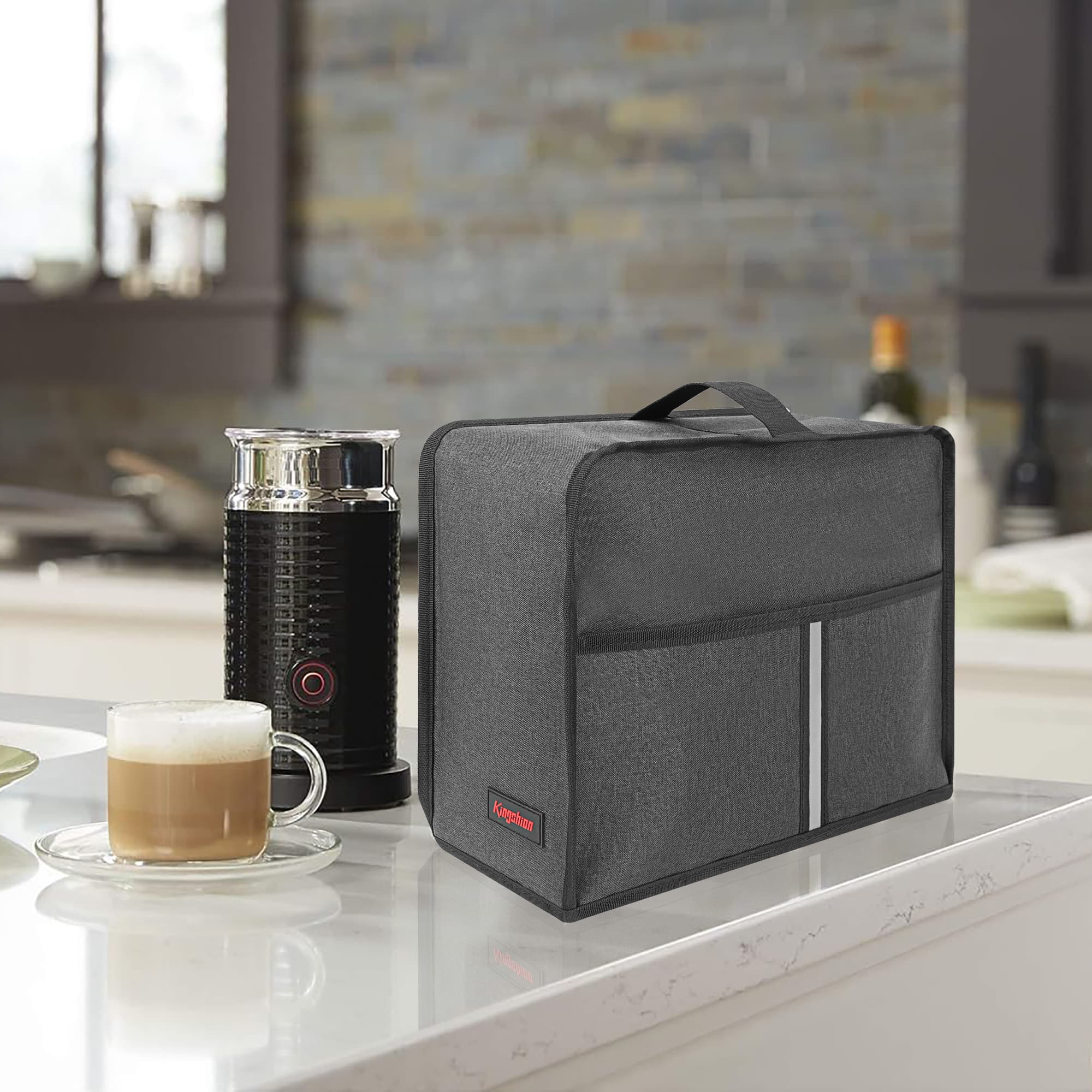 Kingshion Dust Cover Compatible with Nespresso Vertuo Next Deluxe Coffee, Nespresso Vertuo Plus Deluxe Coffee,The Pearl Cotton Inside Enhances Protection of The Machine -Dark Grey - 7