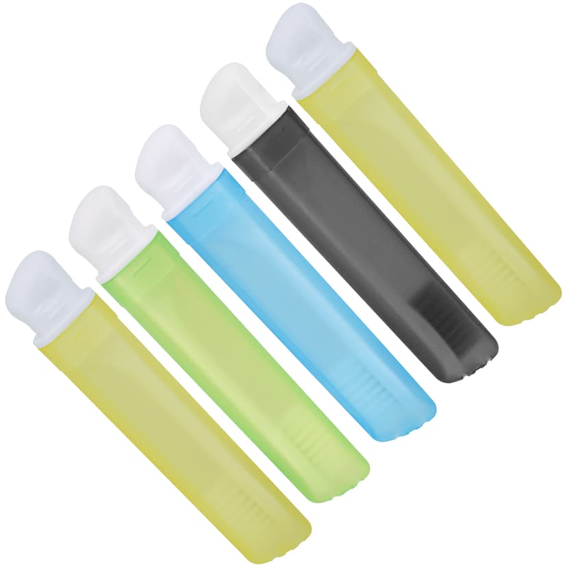 JANKOW Portable Folding Disposable Toothbrush, 5-Pack Travel Toothbrushes with Hygienic Caps, Plastic, Blue/Green/Black/Yellow/Pink – Compact for Travel, Office, Gym, Camping