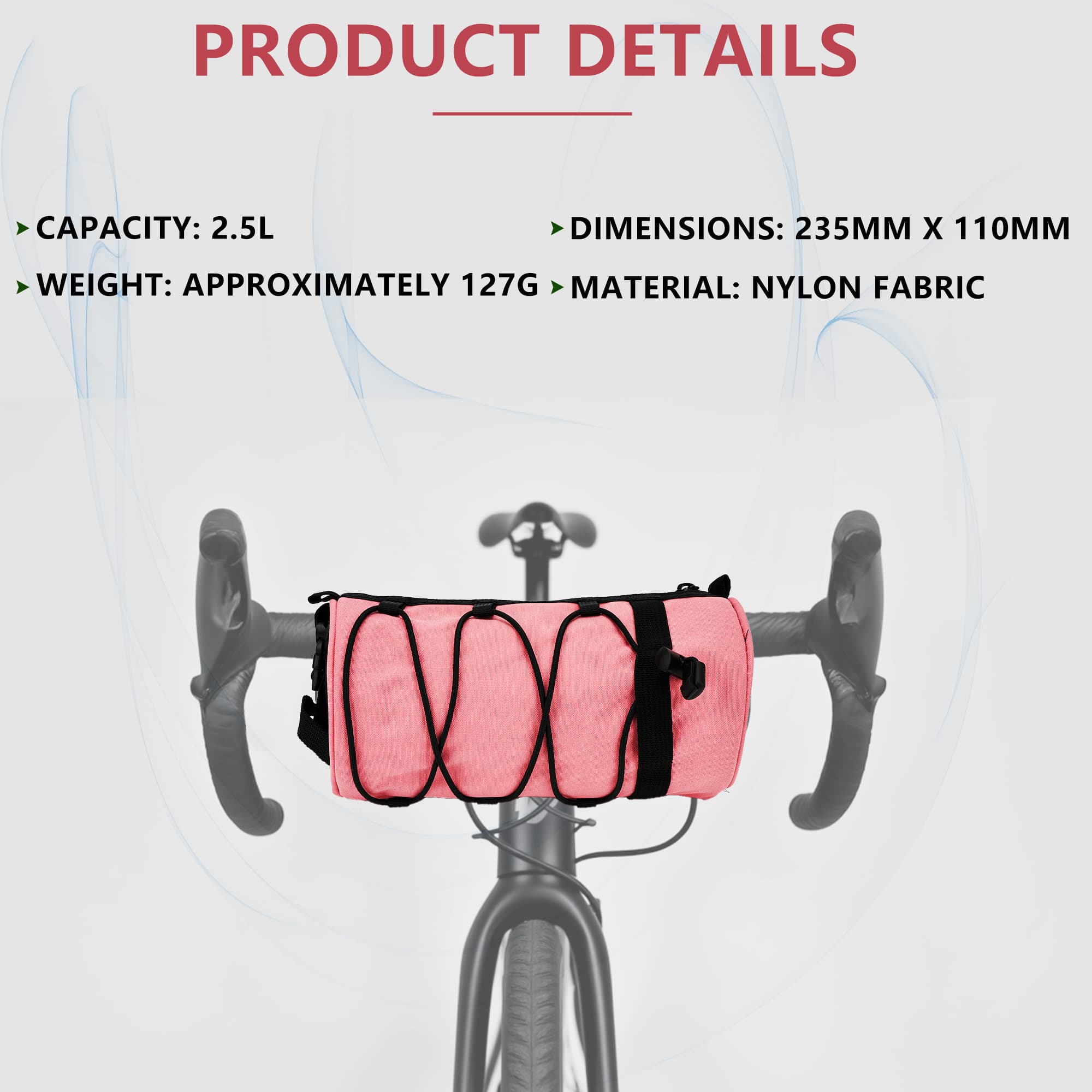 RidingRush Bike Handlebar Bag for Bicycle, Nylon Cycling Front Bag with Side Pockets and Elastic Cord, Compact Storage Pouch for Commuting, Travel and Daily Riding - 1