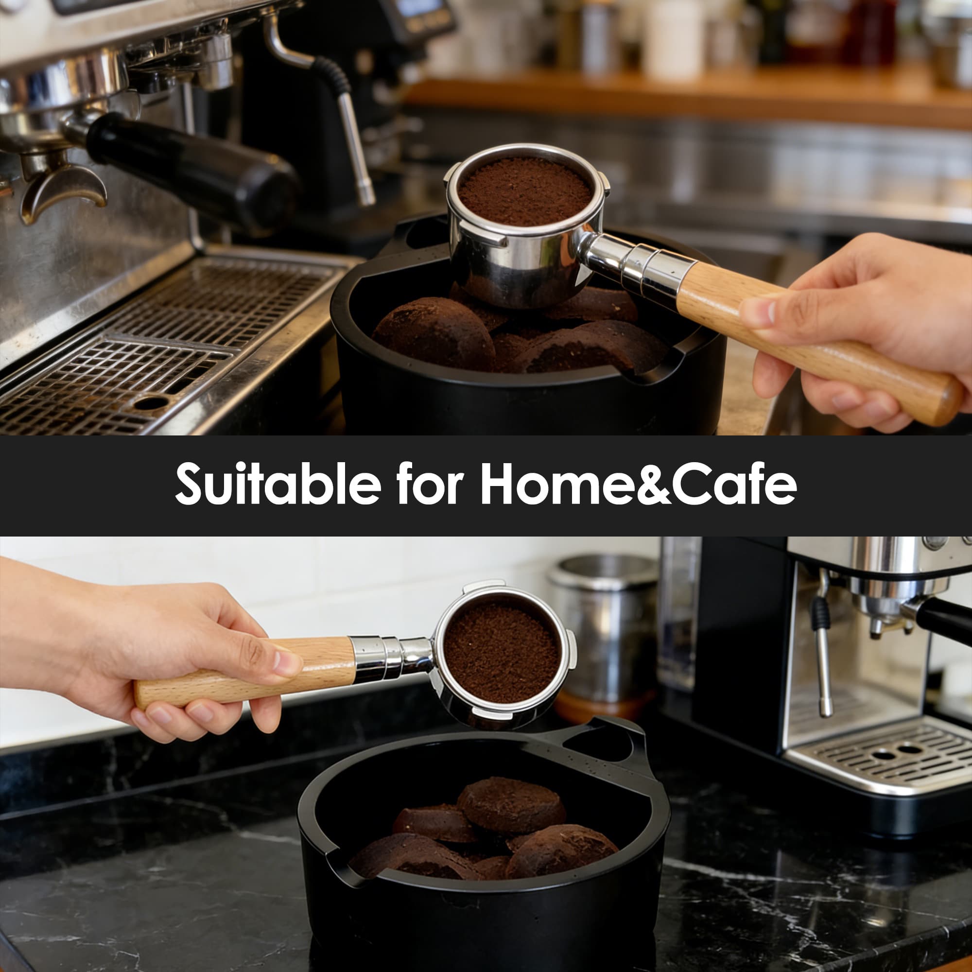 ReignSword Silicone Espresso Knock Box, Non-Slip Coffee Grounds Container, Countertop Espresso Accessories, Large Capacity Barista Knock Bin for Home Coffee Station (Black) - 7