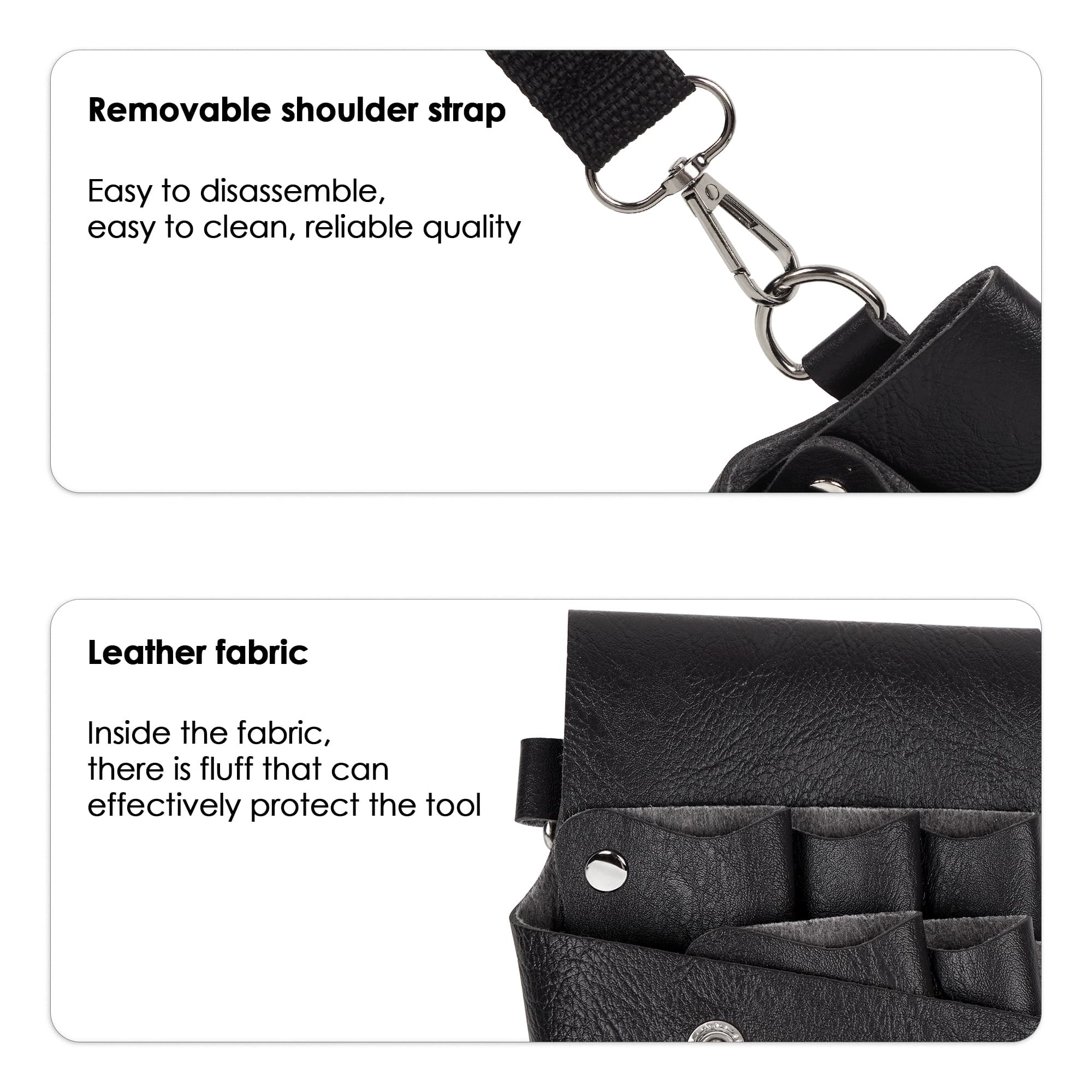 JANKOW Salon Hairdresser Waist Bag, Crossbody Tool Bag, Stylist Waist Pouch, Detachable Scissor Bag, Beauty Tool Organizer (1 pcs black) - 2