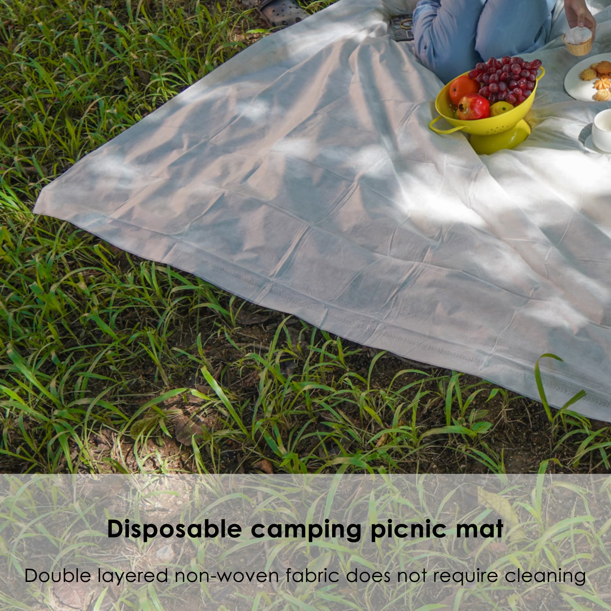 4 Pcs Camping Disposable Picnic Mat Lawn Mat Beach Mat Lawn Mat for outdoor enthusiasts campers, picnickers, and beachgoers (White) - 1