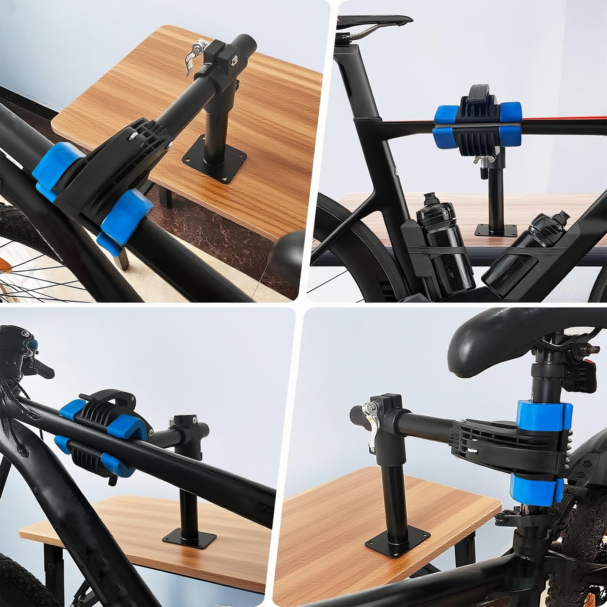 RidingRush Bike Work Stand – Heavy-Duty Floor Mounted Bicycle Repair Rack with Adjustable Clamp – Rotatable Bike Maintenance Stand for Home & Garage Use - 4