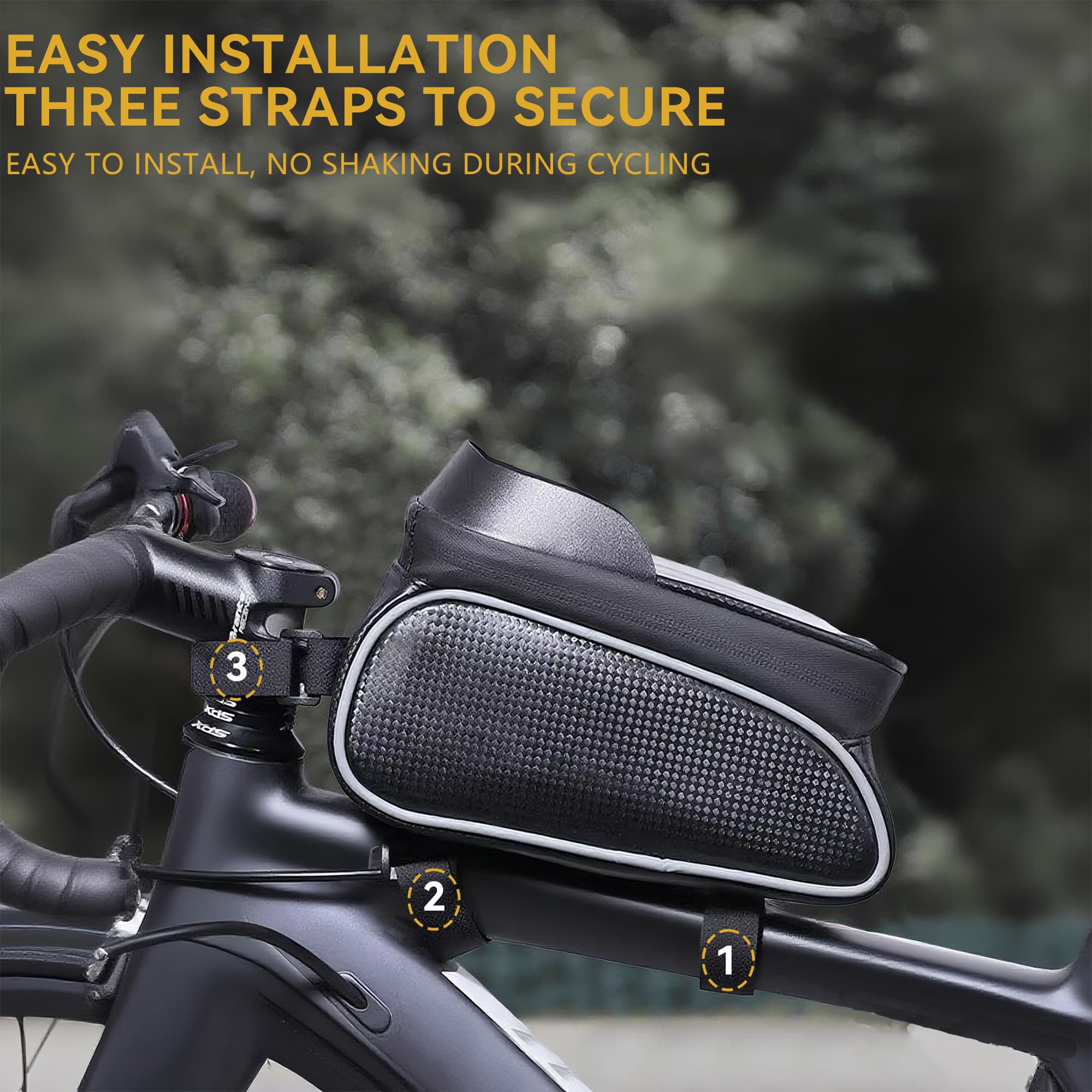 RidingRush Waterproof Bike Phone Bag – Touchscreen Frame Bag for Phones up to 7 Inches, Reflective Strips, Earphone Hole, Ideal for Cyclists - 5