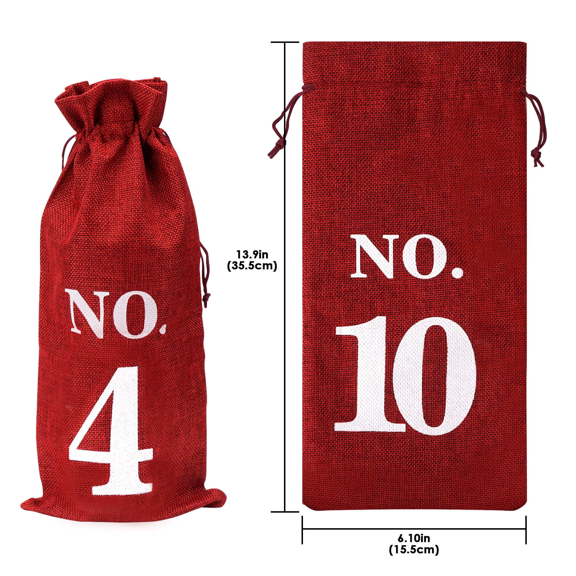JANKOW 10 Pcs Numbered Burlap Wine Bags, Blind Tasting Wine Bags, Wine Gift Bag with Drawstring - 1