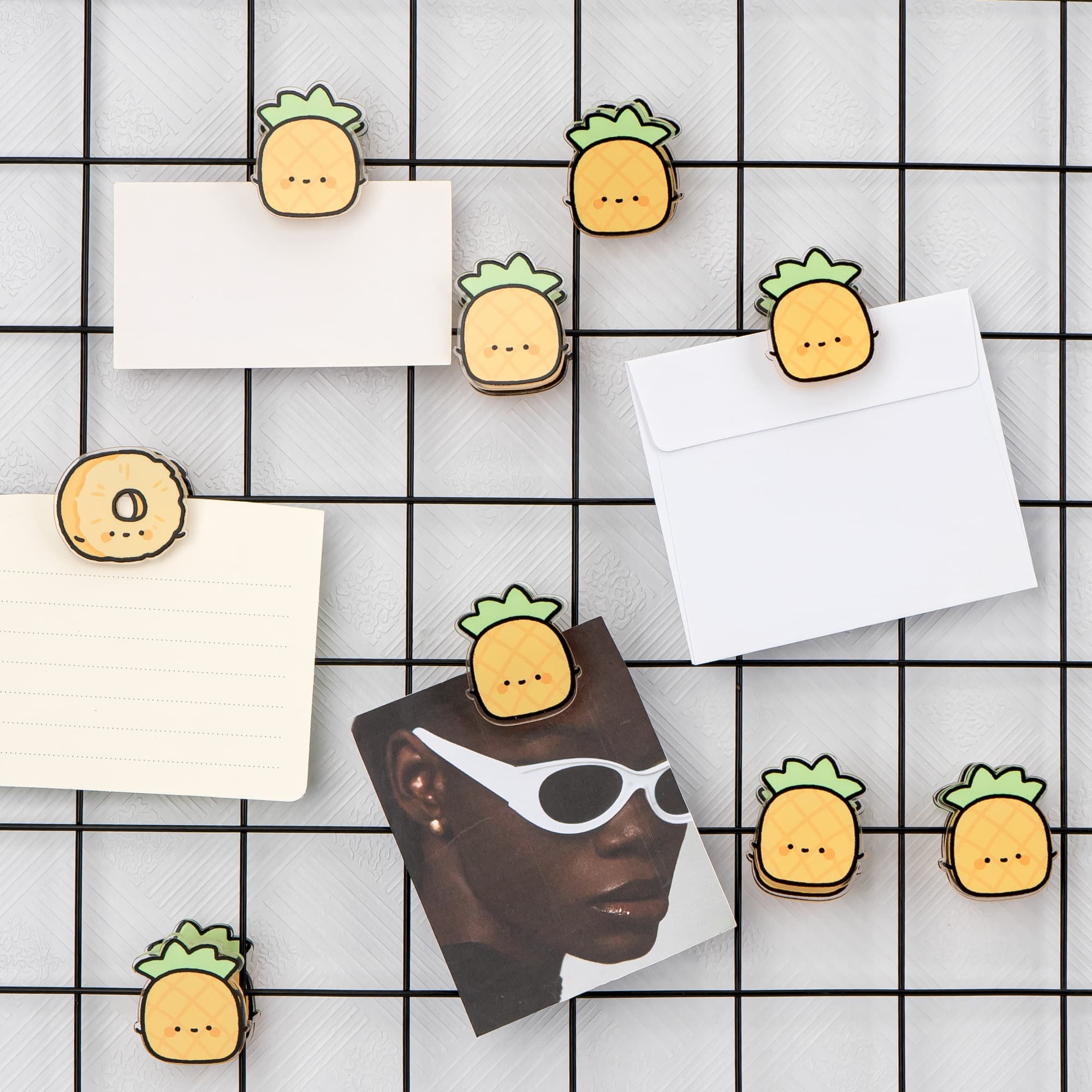CAIRIAC Pineapple Chip Bag Clips, Cute Acrylic Snack & Memo, Yellow Food Storage Clips, 10-Pack (9 Pineapples + 1 Pineapple Ring) - 2