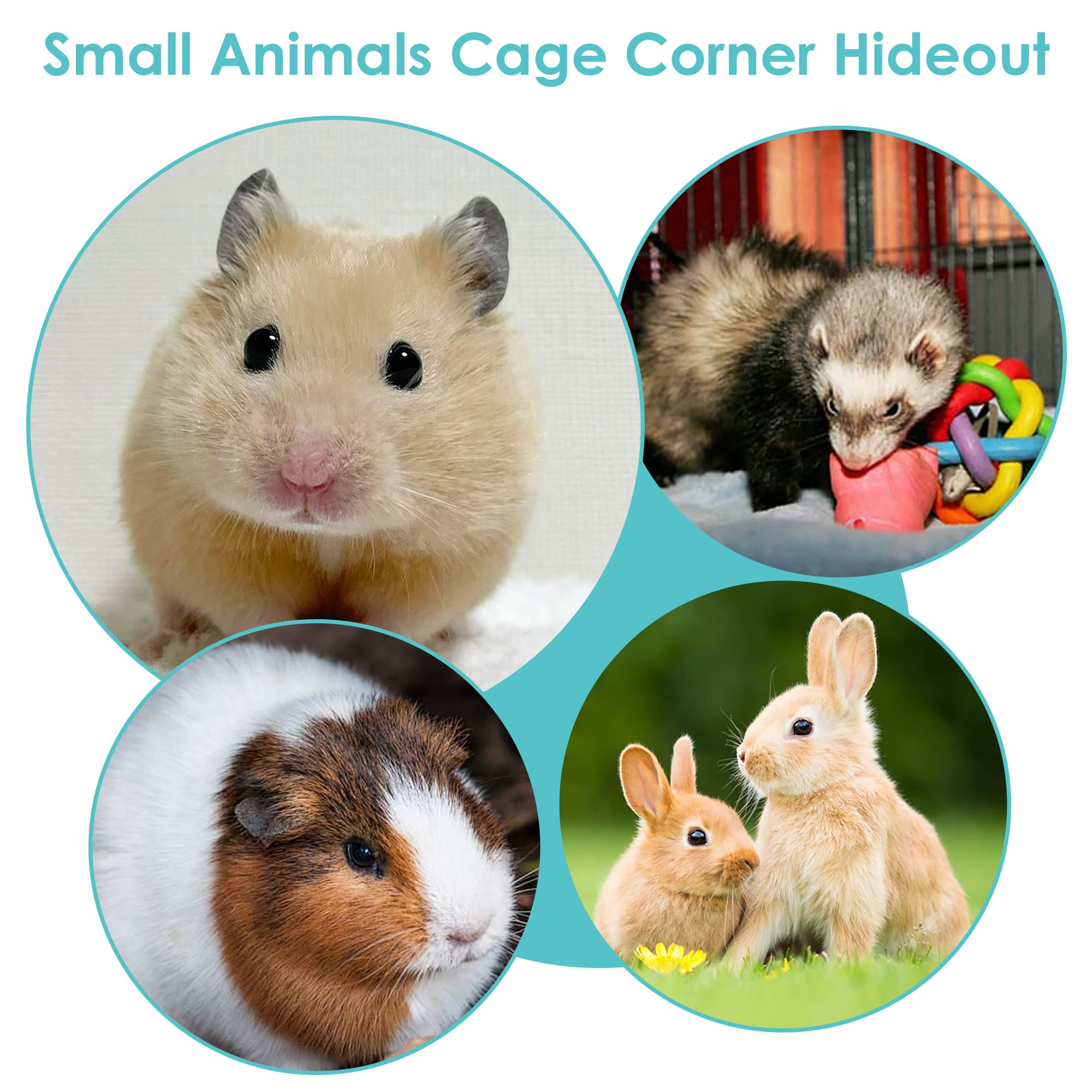 ReignSword Guinea Pig Corner Hideout, Triangular Small Animal Hideaway Hammock, Soft Cage Bed Accessories for Ferret, Hamster, Hedgehog, Chinchilla, Bunny (Blue) - 5