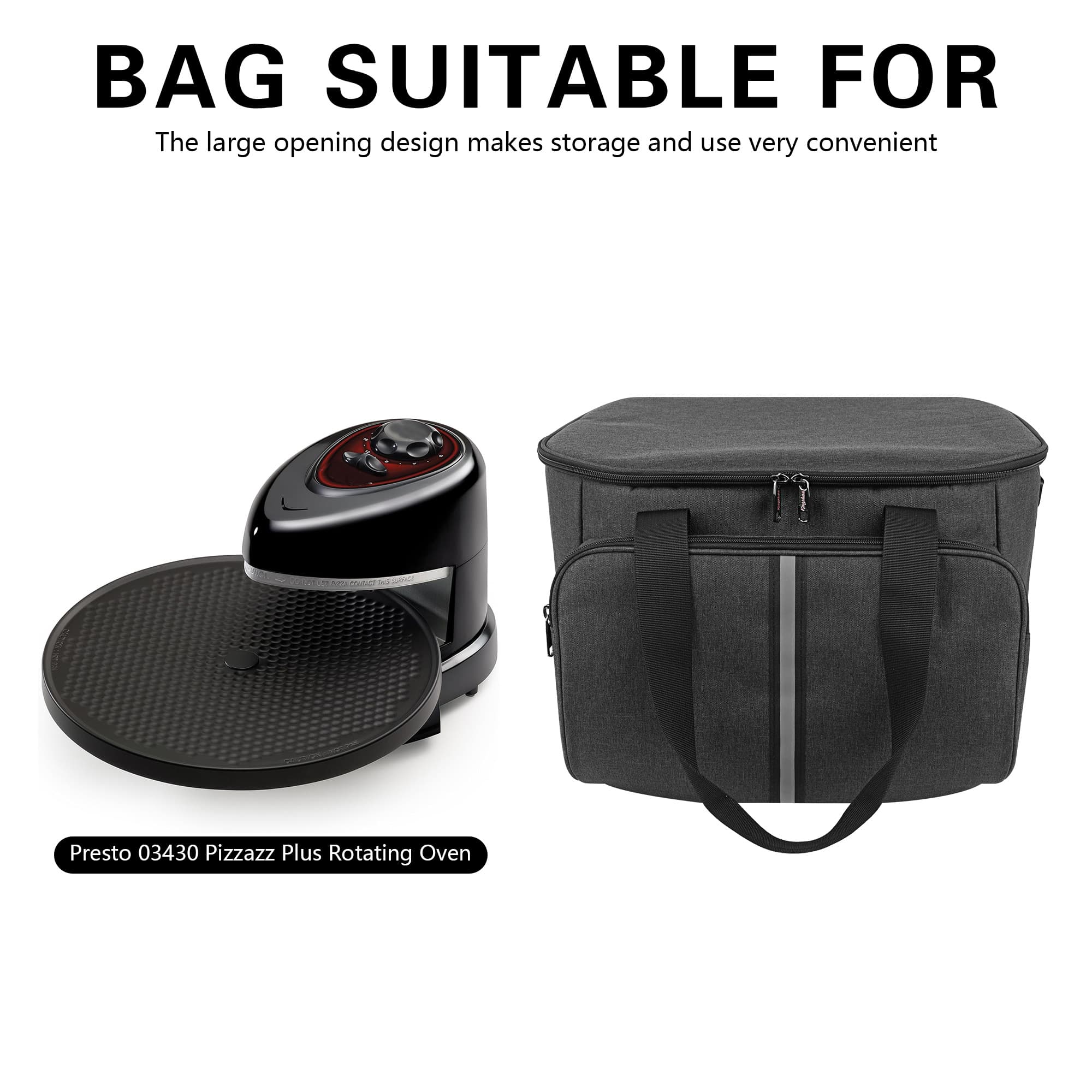 16" Pizza Oven Travel Storage Carrying Bag Compatible with Presto 03430 Pizzazz Plus Rotating Oven, Portable Shoulder Organizer Bag for Electric Pizza Cooker Maker - 4