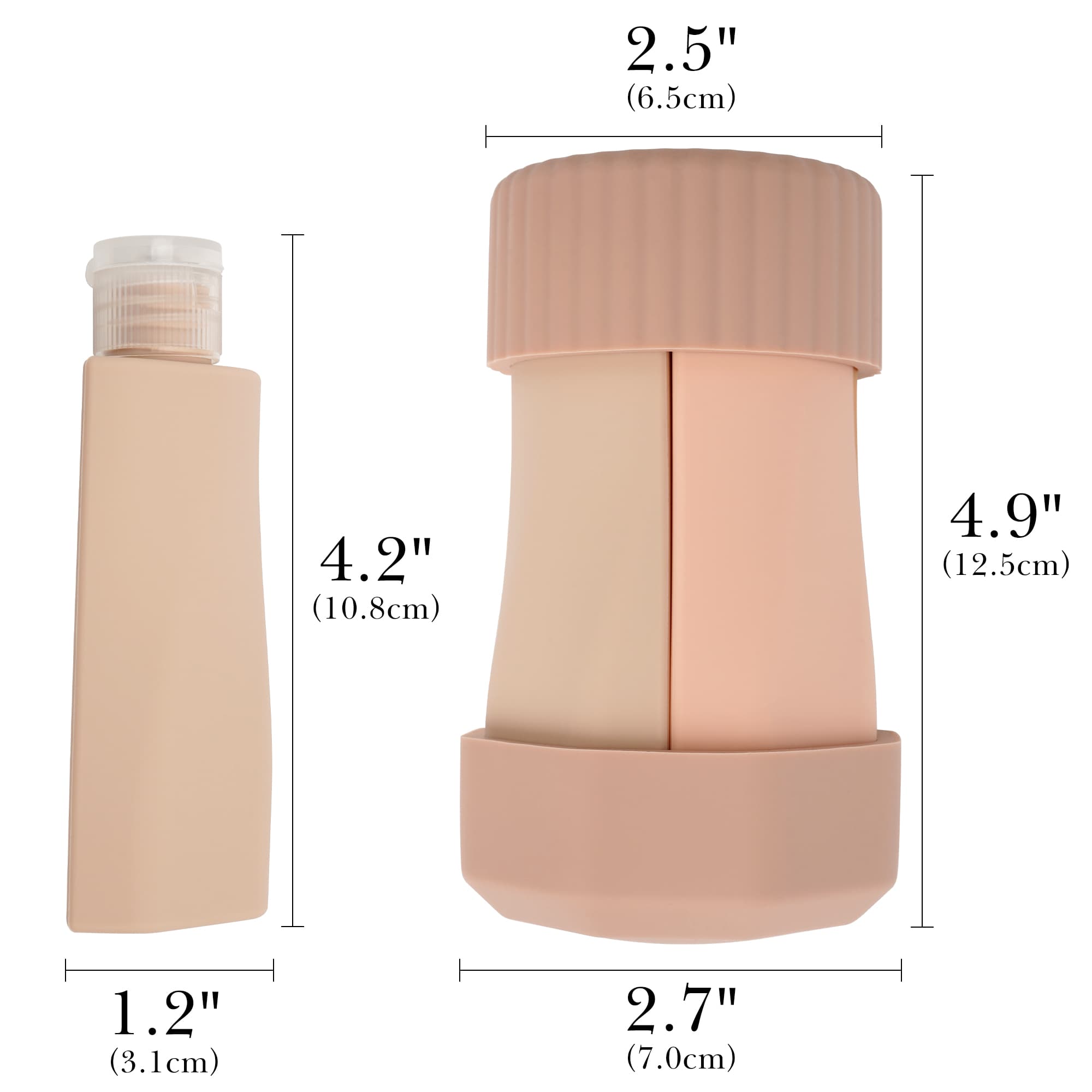 ReignSword 4 in 1 Silicone Travel Bottles, 50ml Refillable Squeeze Containers for Toiletries, Leak-Proof Travel Dispenser for Shampoo, Conditioner, Lotion & Body Wash (Champagne) - 1