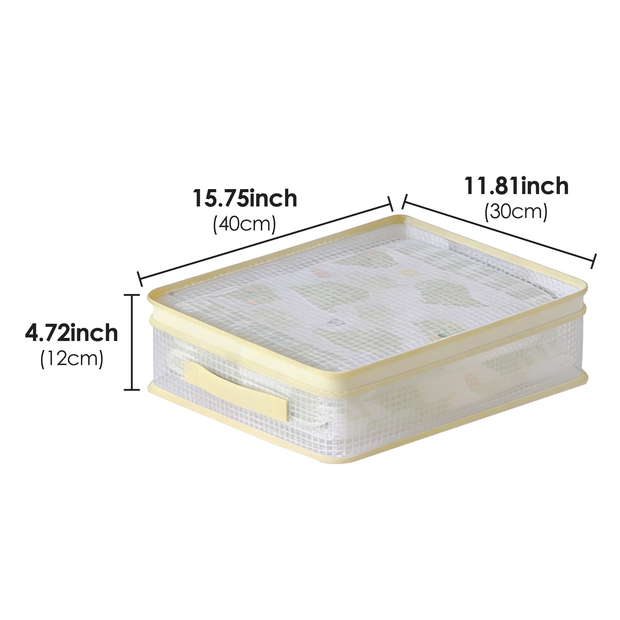 ReignSword 4 Pcs See-Through Closet Organizer Storage Bags, Foldable Mesh Sheet Organizers with Handle, Zippered Storage Bag for Closet, Blankets, Bedding (Beige, 16 x 12 x 5 Inch) - 1