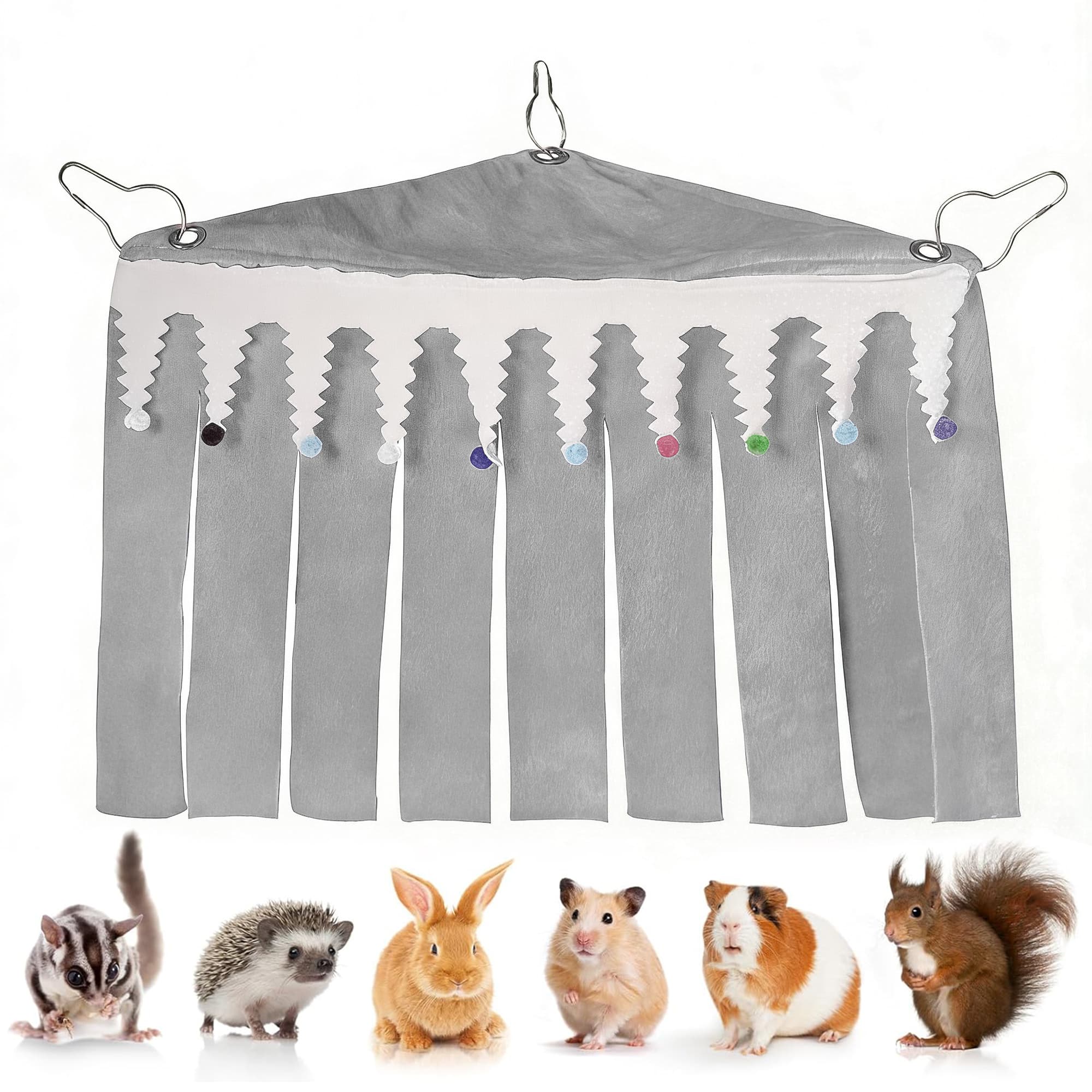 ReignSword Guinea Pig Corner Hideout, Triangular Small Animal Hideaway Hammock, Soft Cage Bed Accessories for Ferret, Hamster, Hedgehog, Chinchilla, Bunny (Gray) - 1